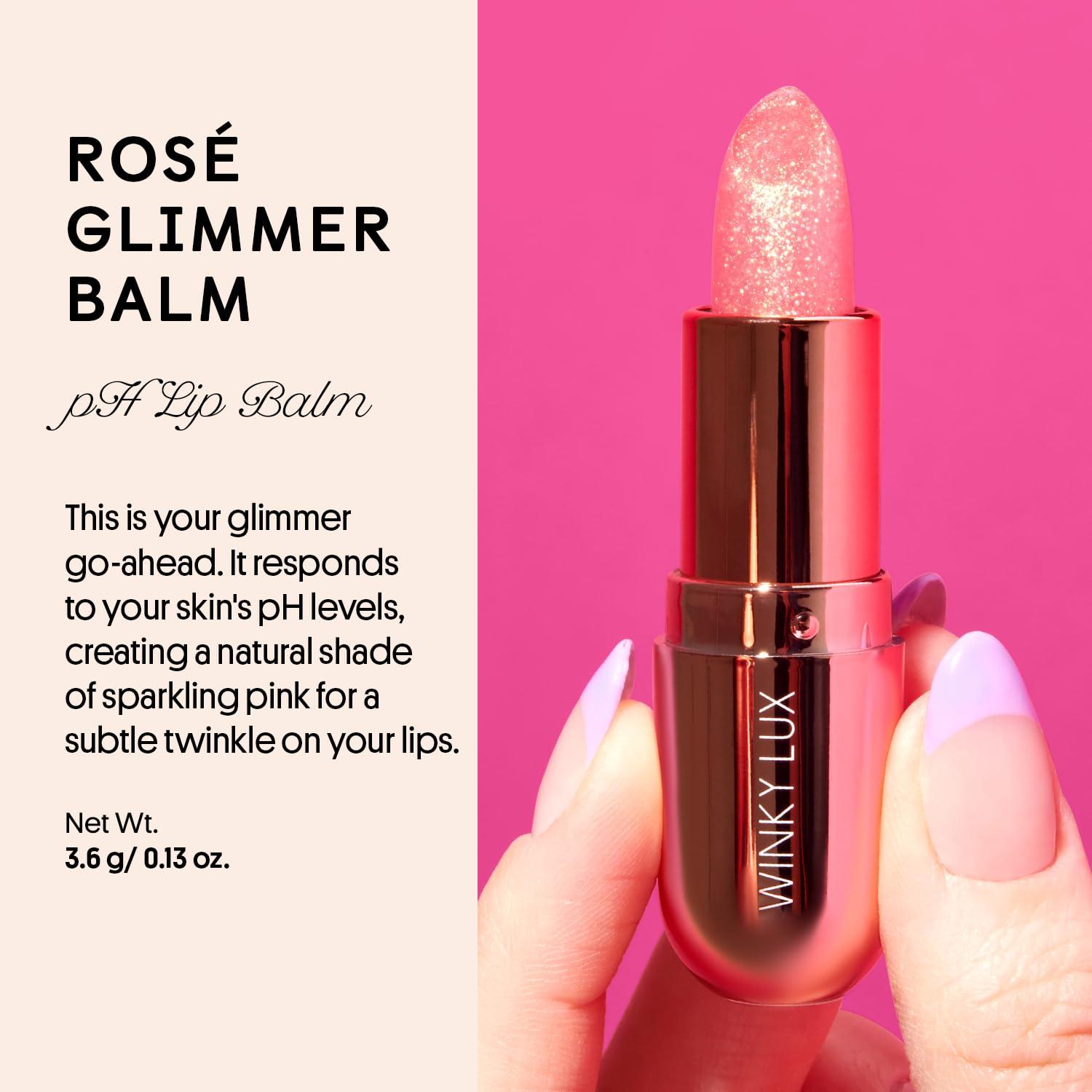 Winky Lux Glimmer Balm, pH Lip Balm, Color Changing Lipstick and Tinted Lip Balm, Vegan & Cruelty Free, Hydrate & Plump, Pink Shimmer Lipstick, Rose - Image 2