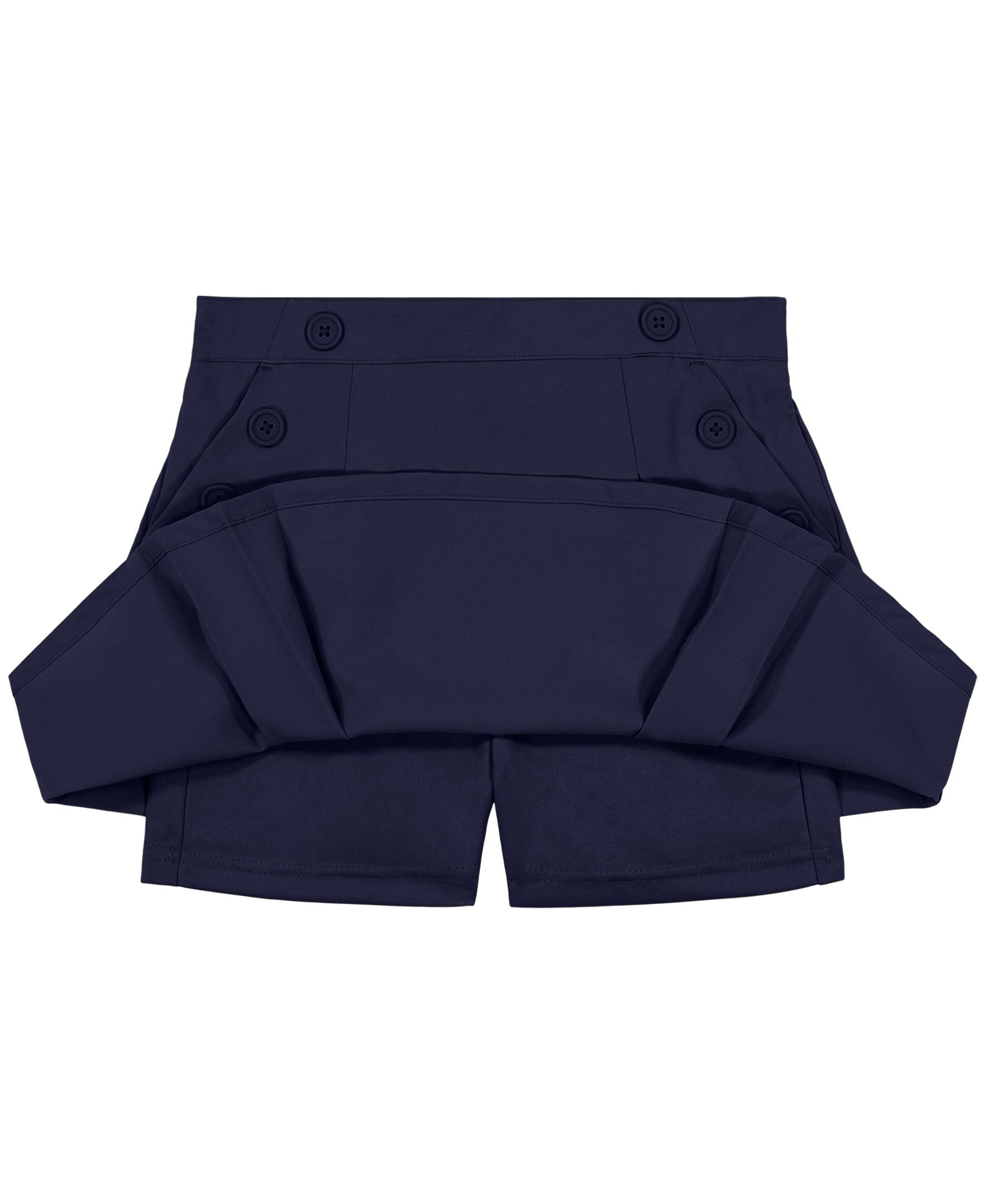 Nautica Girls' School Uniform Pull-on Scooter Skirt with Undershorts, Poplin Style with Button Pockets - Image 3