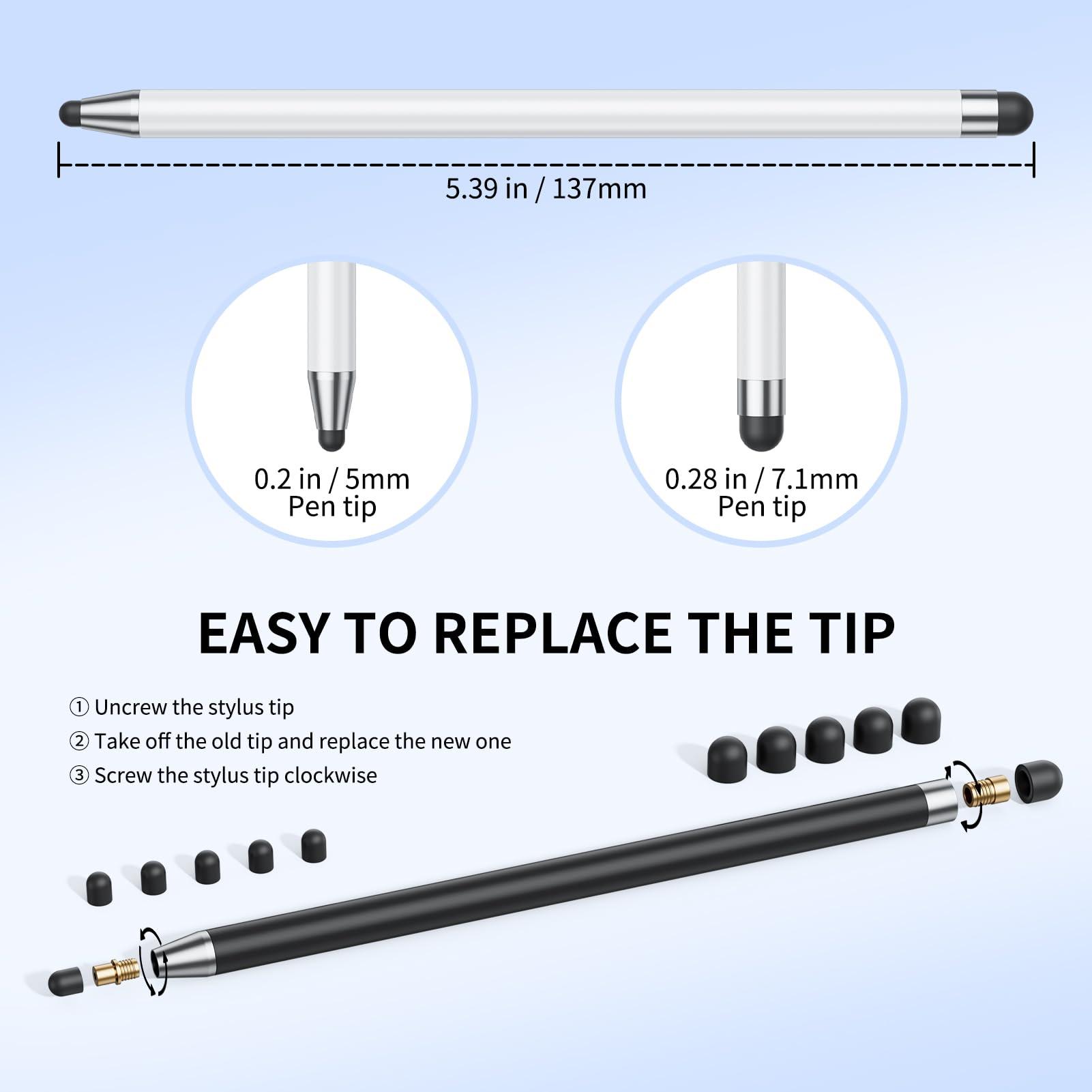 Stylus (10Pcs), Stylus Pen for Touchscreen, High Precision and Sensitivity Stylus Pen for iPad/iPhone/Samsung/Android Smartphone and Tablets, Compatible with All Capacitive Touch Screen (Black/White) - Image 5