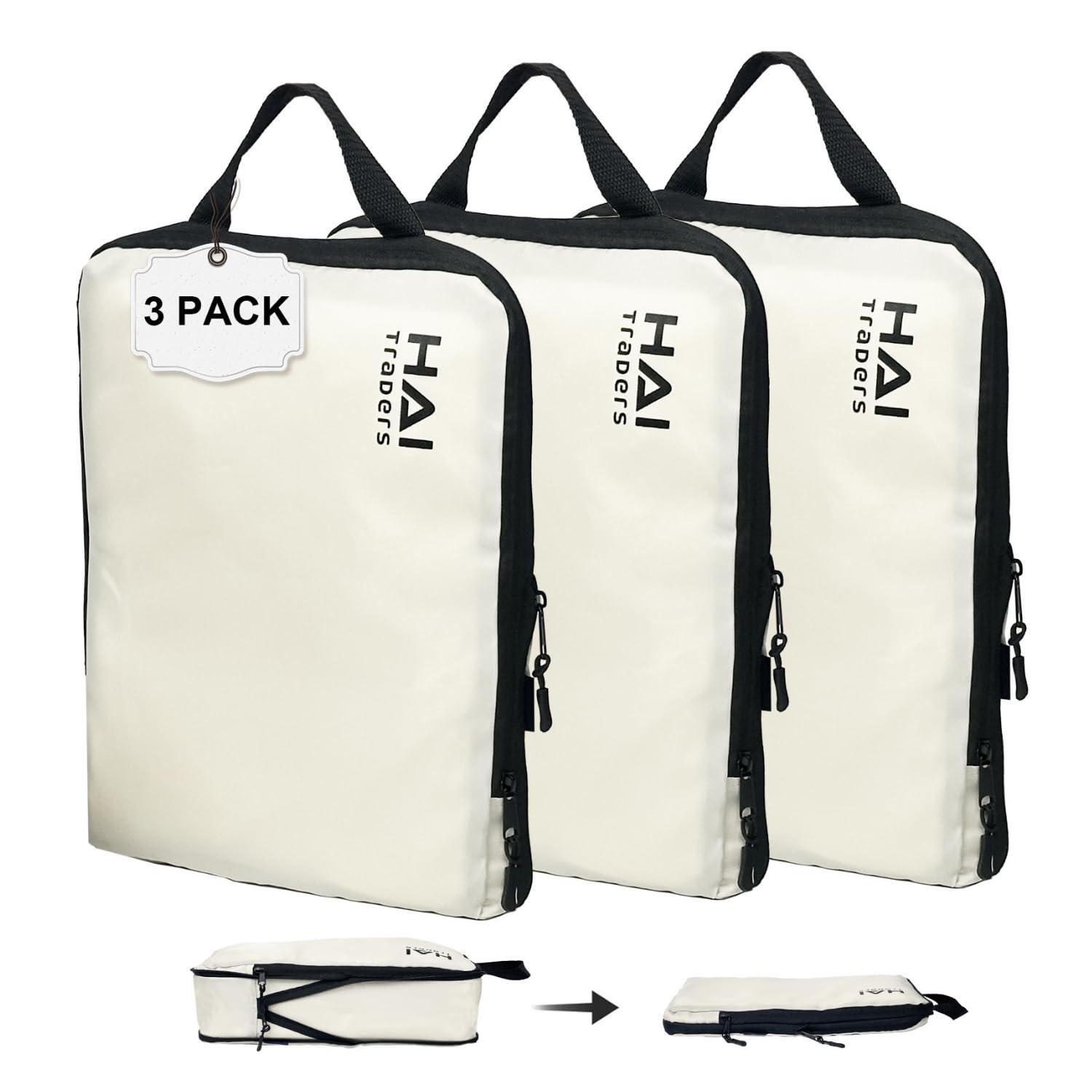 HAI TRADERS Compression Packing Cubes for Travel – 3 Pack Luggage Organizer Bags for Suitcases, Carry-On & Backpacks – Lightweight, Space Saver Clothes Storage Cubes
