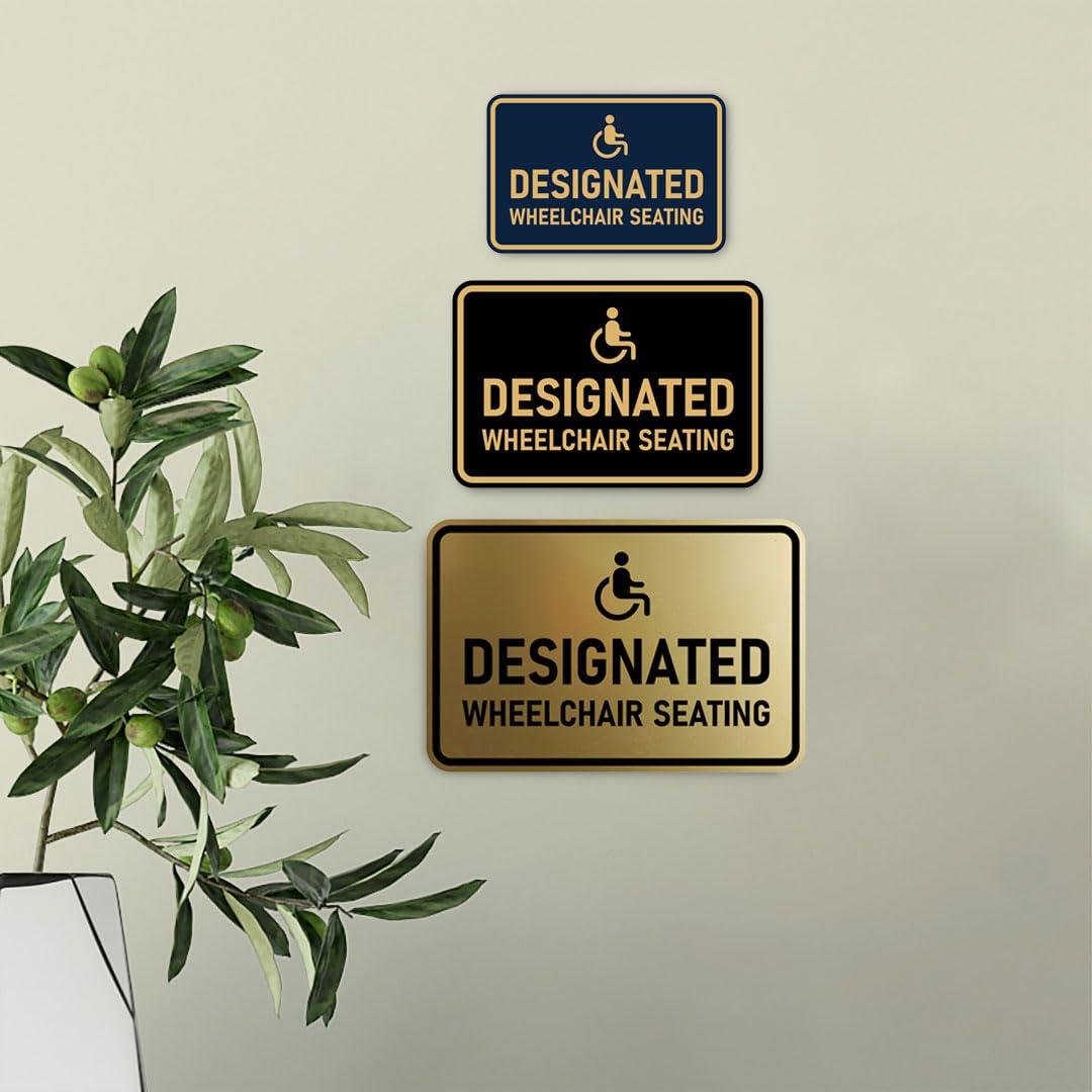 Signs ByLITA Classic Framed Designated Wheelchair Seating Sign (Brushed Gold) - Small - Image 4
