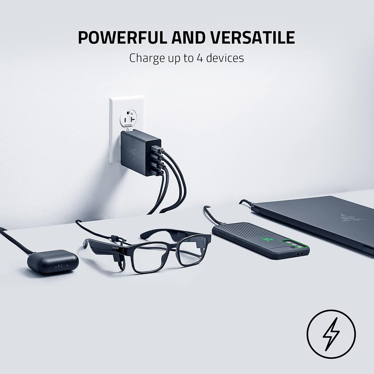 Razer USB-C 130W GaN Charger: 4 Ports - Super Fast Charging for Laptops, MacBook, iPad, iPhone, Samsung Galaxy - Charge Multiple Devices - Compact & Travel Ready - International Plugs Included - Black - Image 3