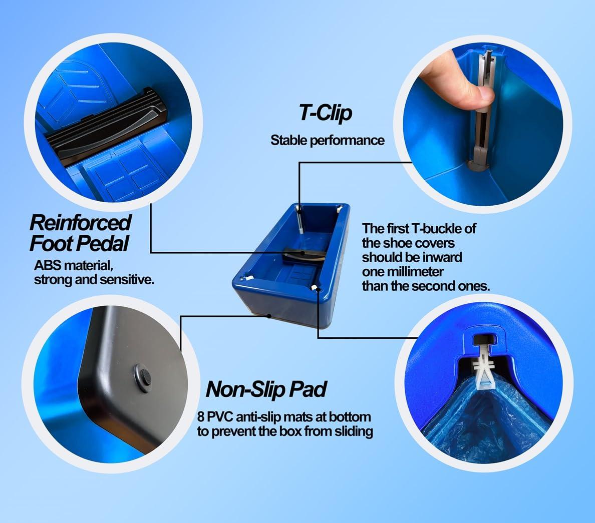Automatic Shoe Cover Dispenser Shoe Cover Machine for Indoors Reusable,Booties Portable Dispenser 100pcs Plastic Shoe Covers,Disposable Boot Cover Fits One Size,Non Slip,Waterproof,Dust Proof (Blue) - Image 2