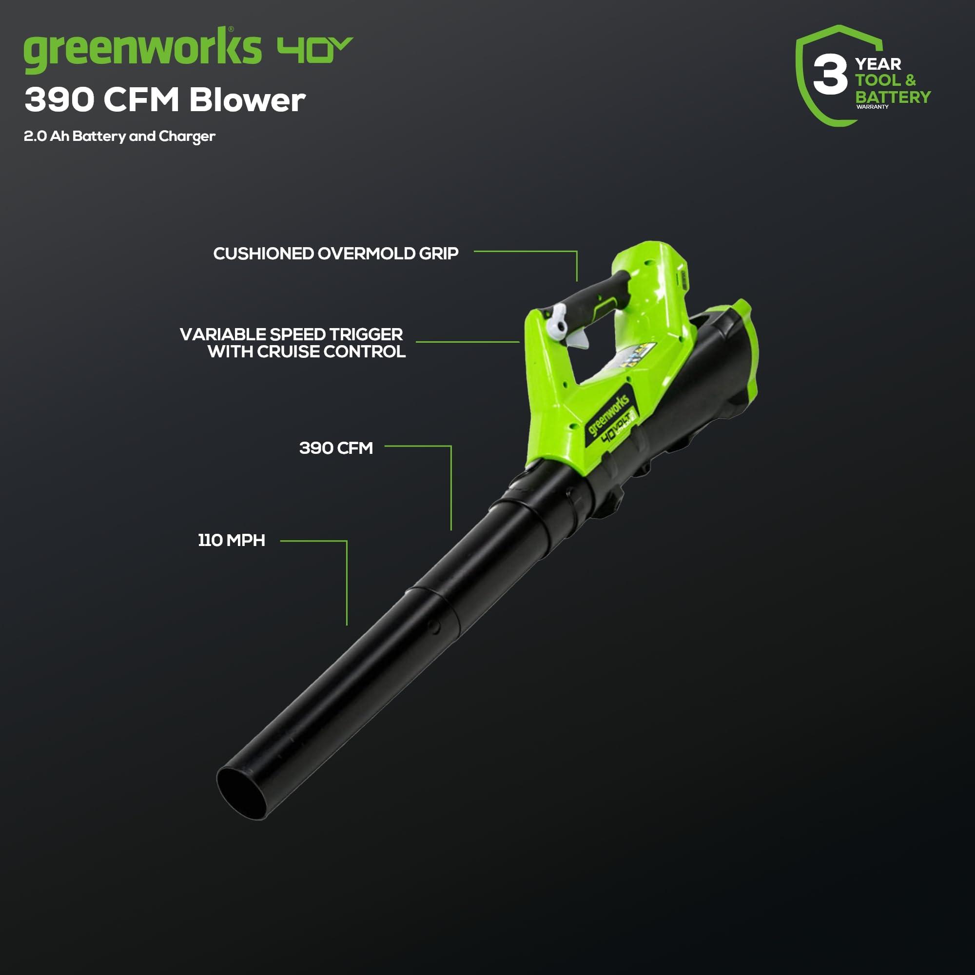 Greenworks 40V Cordless String Trimmer + Leaf Blower Combo Kit, 2.0Ah Battery and Charger Included - Image 3