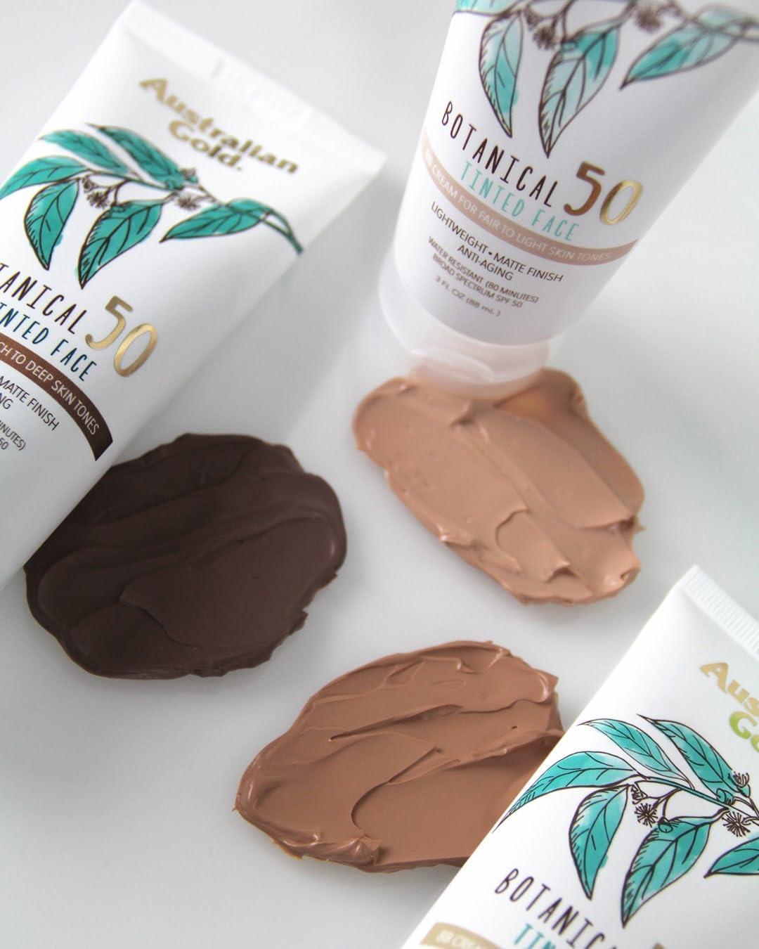 Australian Gold Botanical SPF 50 Tinted Mineral Sunscreen for Face, Non-Chemical BB Cream, Water-Resistant, Matte Finish, For Sensitive Facial Skin, Medium to Tan Skin Tones, 3 FL Oz - Image 4