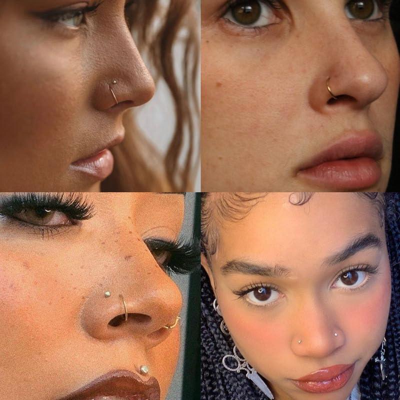 Titanium Nose Rings Hoops Studs 20G 15PCS L Shaped Screw Bone 1.5mm 2mm 2.5mm Cubic Zirconia Small Silver Black Gold Hypoallergenic Piercing Jewelry for Women Men - Image 7