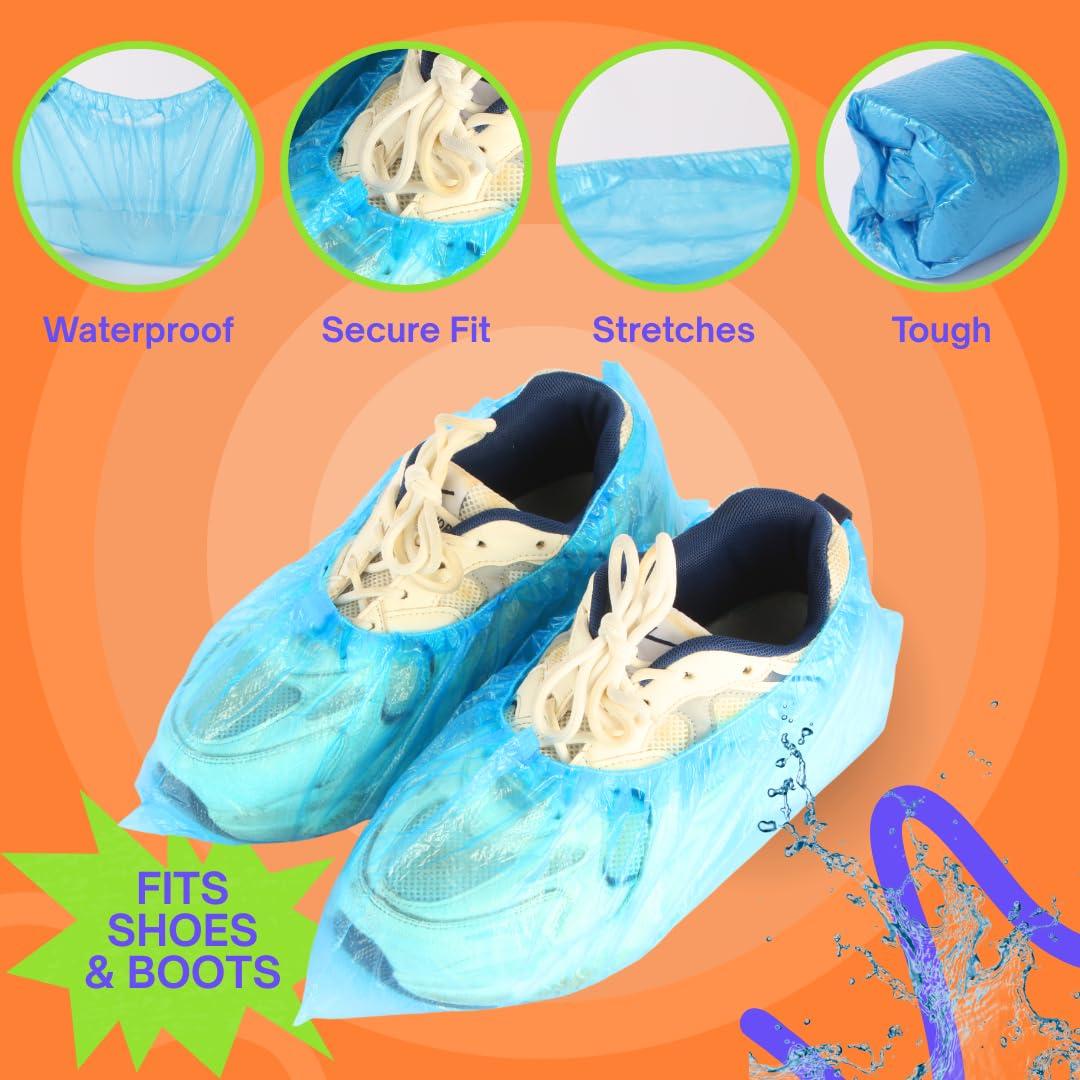 Frontline Shoe Covers Disposable Waterproof, Recyclable Premium Thick Plastic, SLip Resistance, Durable, Booties for Shoes, XL One Size Fits Most, Indoor Outdoor Shoe Covers (100) - Image 6