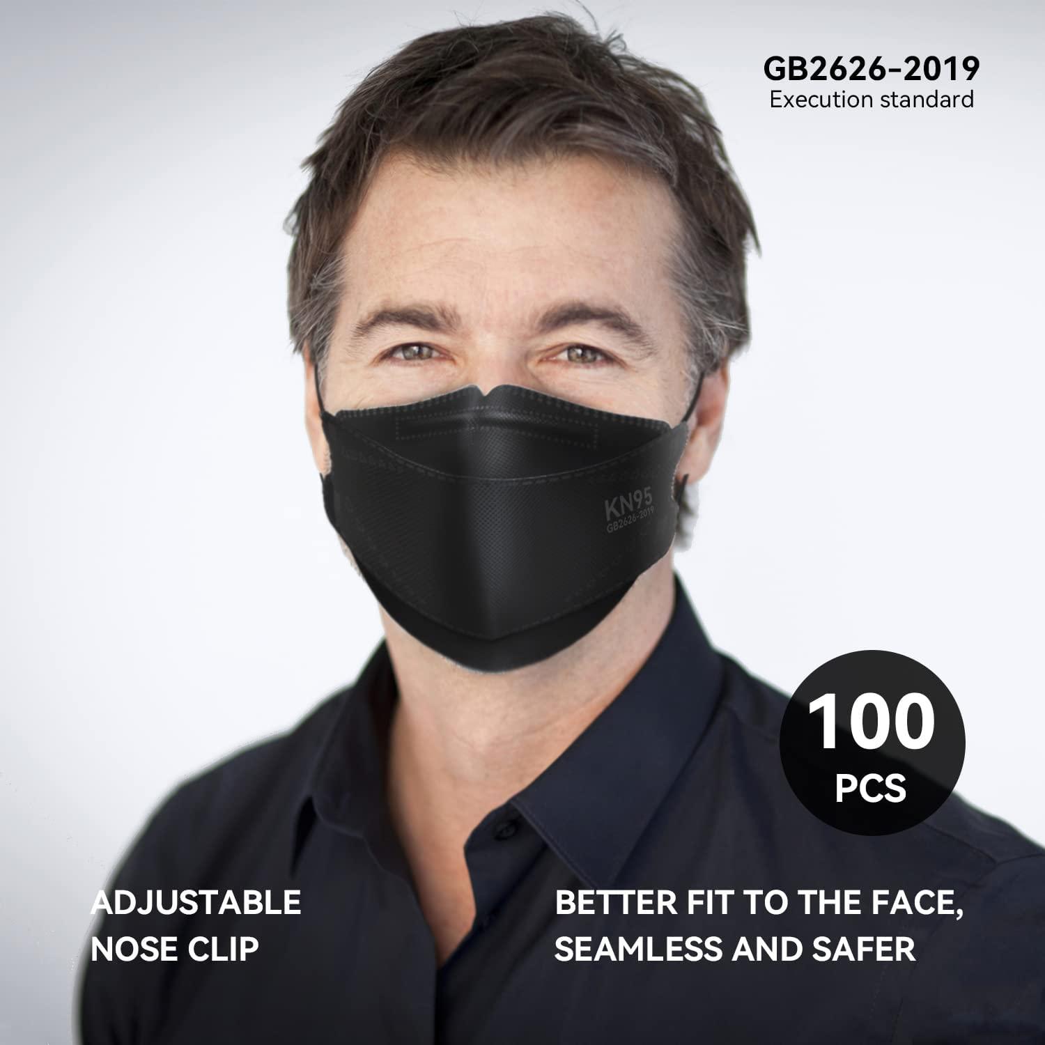 Keangs KN95 Face Masks 100 Pack, Breathable Protective Disposable Mask For for Adults And Teens, Black - Image 6