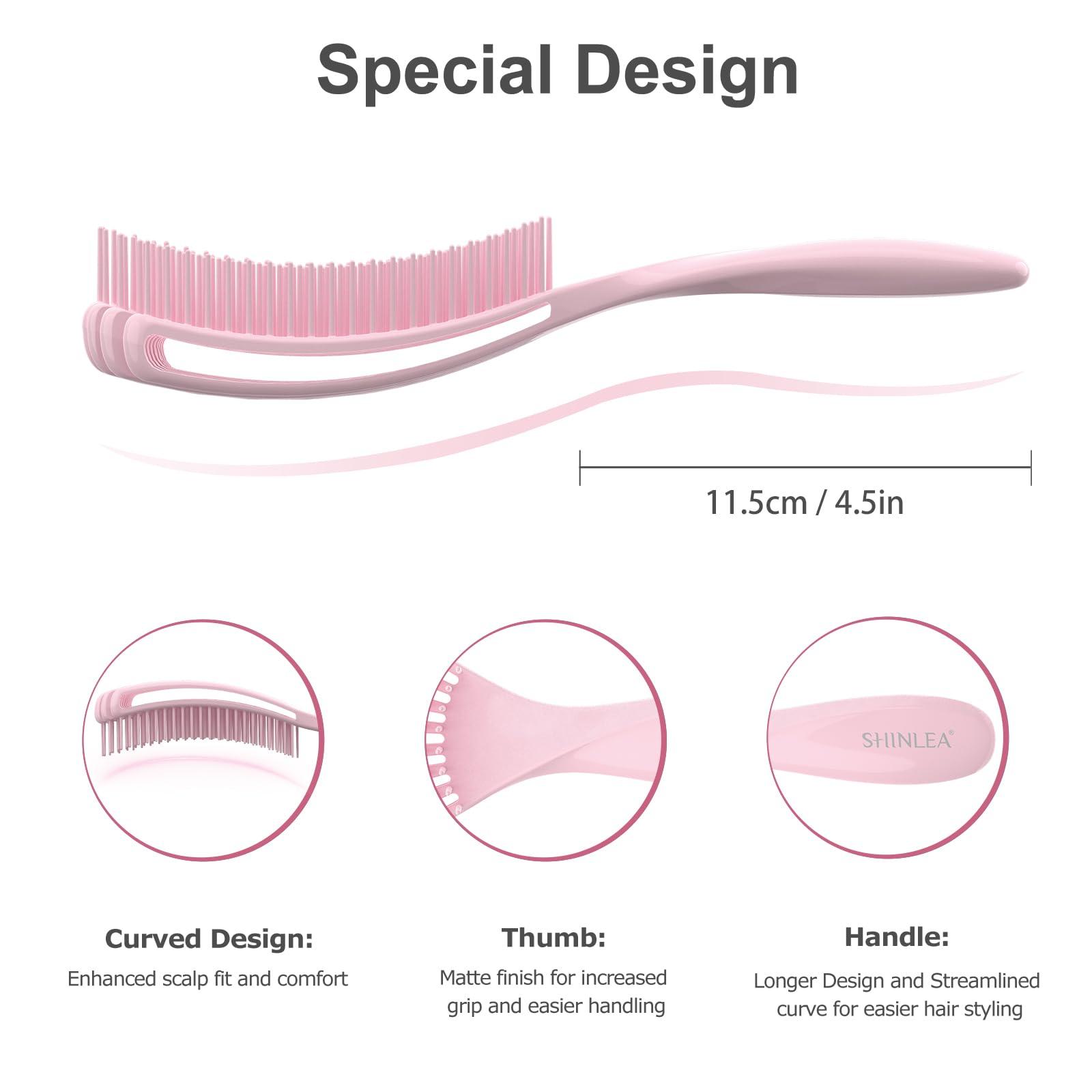 SHINLEA Detangler Brush for Curly Hair, Hairbrush for Wet Dry Thick Thin, Easily Comb Through Curl Hair and Reduces Breakage, Curly Brush for Women Men Kid (Pink) - Image 4