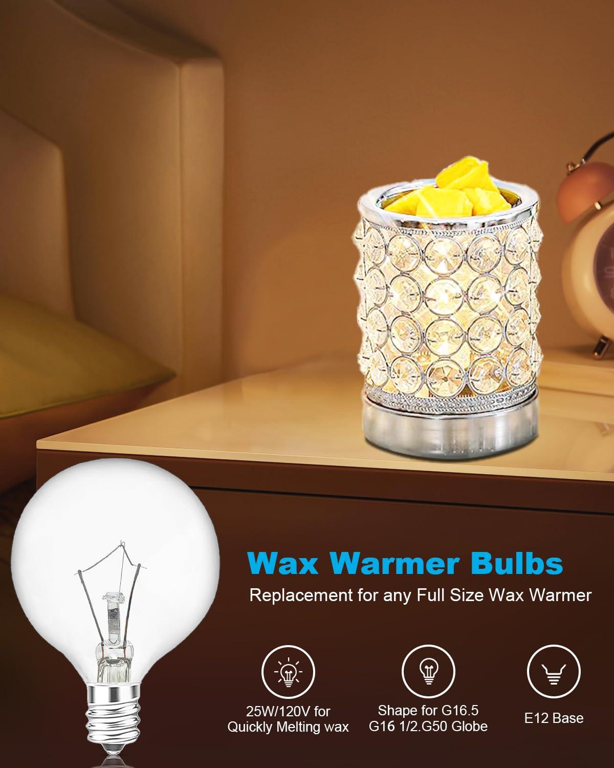 SerBion 25 Watt Wax Warmer Bulbs, Light Bulbs for Full Size Scentsy Warmer, 6 Packs E12 Base Type G Bulb, Dimmable, Warm White, 120V G16 1/2 Bulbs for Candle Lamp - Image 3