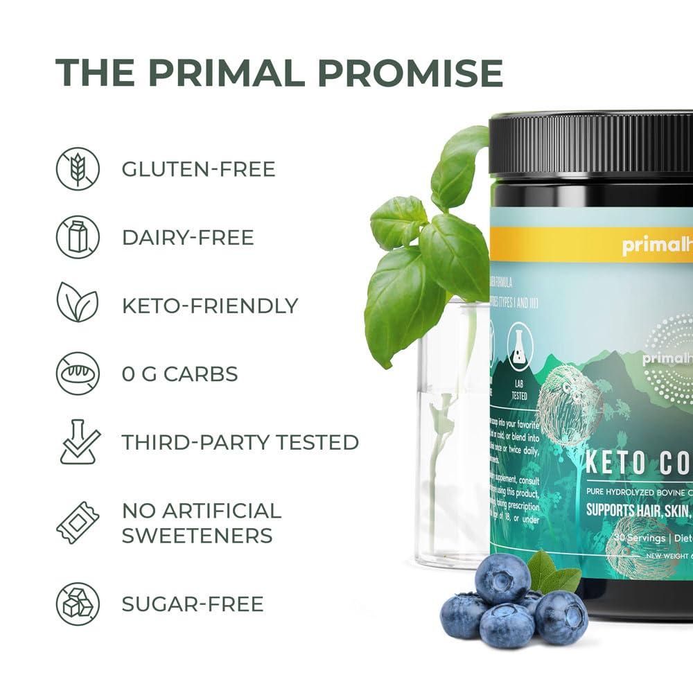 Primal Harvest Keto Collagen Powder w/MCT Oil Type I & III Collagen Peptides for Women and Men 30 Servings - Image 6