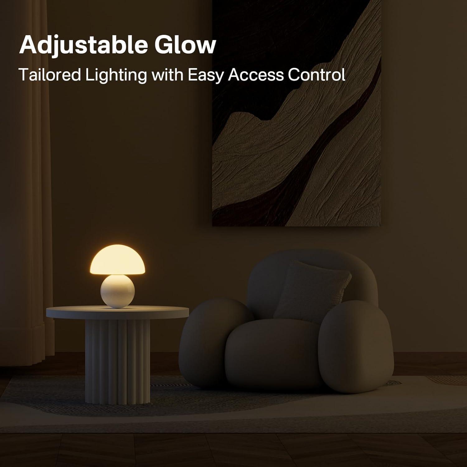 Dawnwake Mushroom Lamp Table Lamp for Bedroom,Desk Bedside Small Lamps for Living Room Night Stands,Mushroom Decor Cute Mini Modern Mid Century Lamps,Unique Aesthetic Home Living Room Decor(White) - Image 5