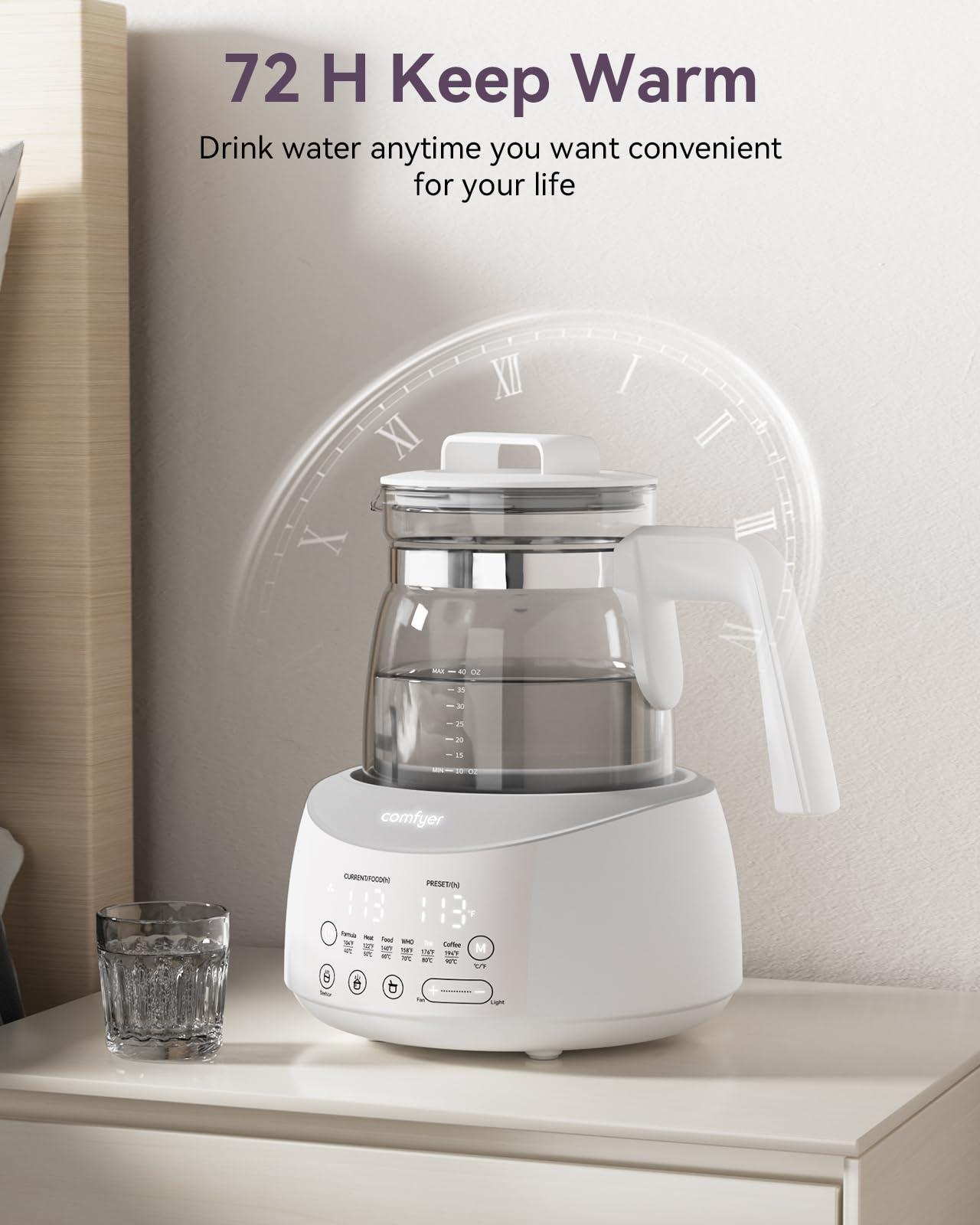 Bottle Warmer comfyer, Baby Bottle Warmer with Night Light & Faster Cooling Fan, Instantly Water Warmer, Tea Kettle Electric with 6 Temperature Control Presets, Feed Baby More Easier and Healthier - Image 2