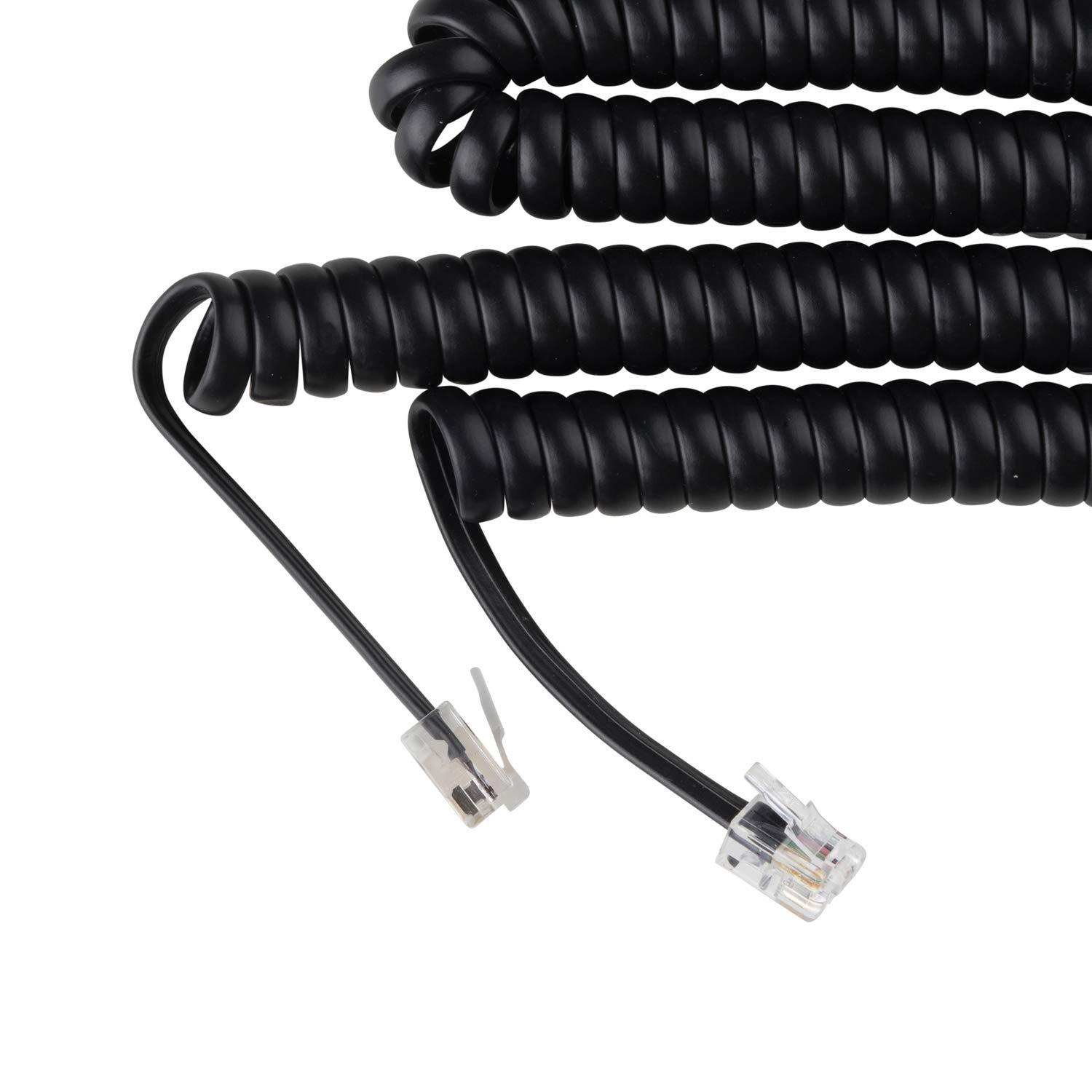 iSoHo Phones: Phone Cord for Landline Phone – Problem-Free, Telephone Handset Curly Land Line Cord - Easy to Use + Excellent Sound Quality – Phone Cords for Landline in Home or Office (15ft) Black - Image 2