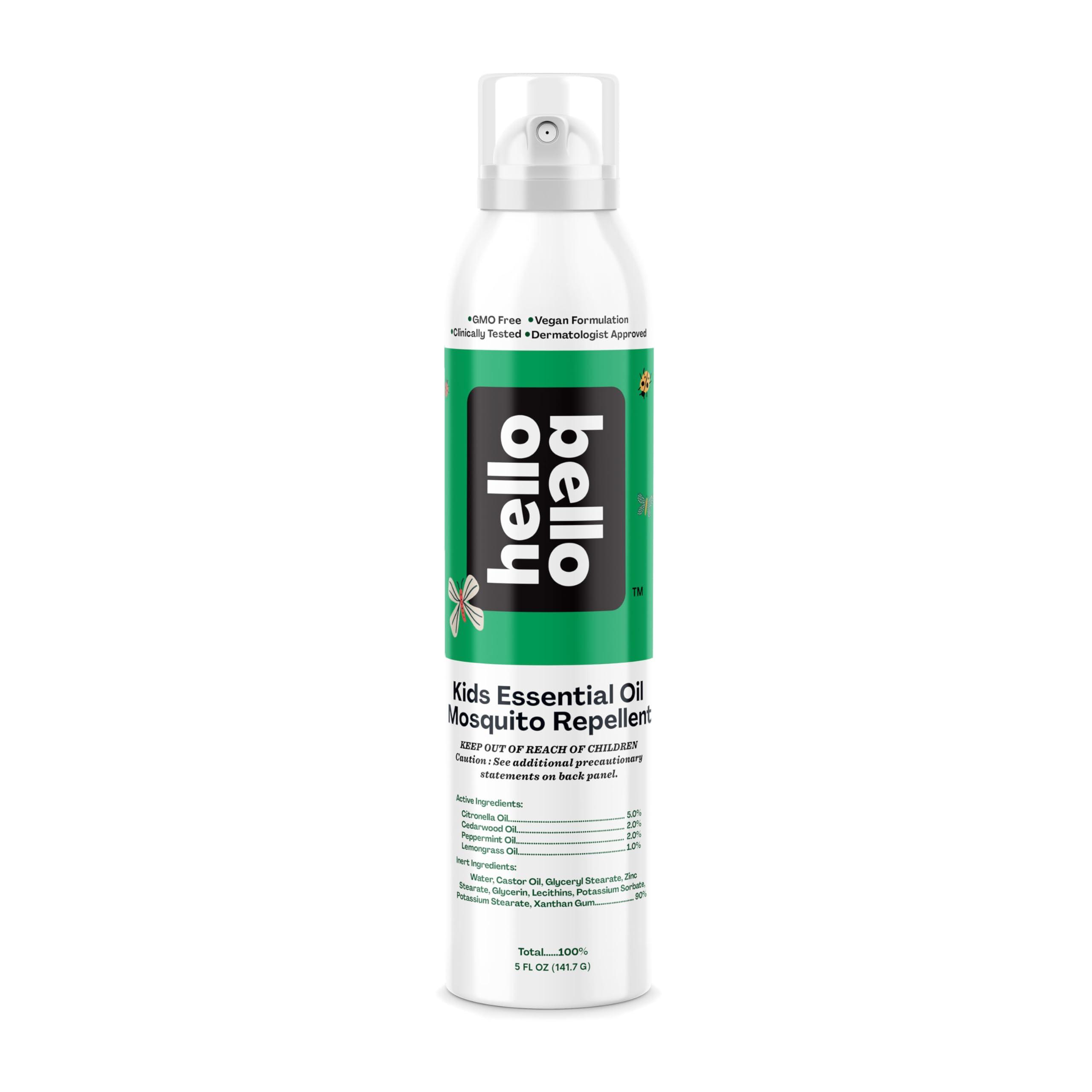 Hello Bello Mosquito Repellent Spray, with Natural Lemongrass, Cedarwood, Citronella, and Peppermint Oils, 5oz Can