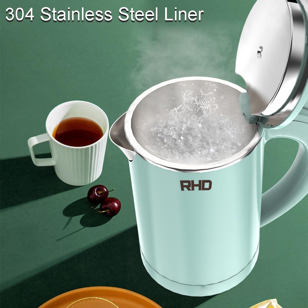 0.5L Small Portable Electric Kettles for Boiling Water, Stainless Steel Travel Kettle, Fast Boil Teapot, Boil-Dry Protection & Auto Shut-Off, Perfect For Traveling Cooking, Coffee, Tea, Eggs(Green) - Image 2