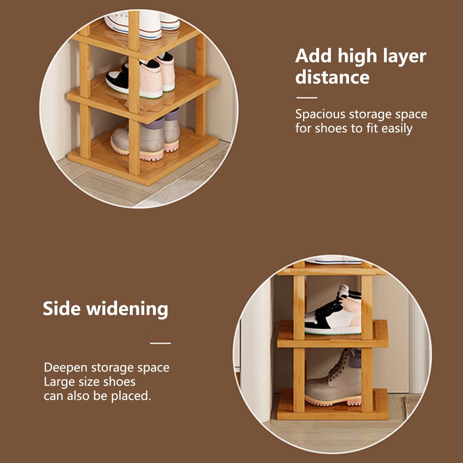 yoakaiax Wood Shoe Rack 5/7/8 Tier - Vertical Shoe Rack for Small Spaces, Tall Narrow Shoe Rack Organizer for Closet Entryway Corner Garage and Bedroom, Skinny Shoe Shelf with Free Stackable DIY (XL) - Image 5