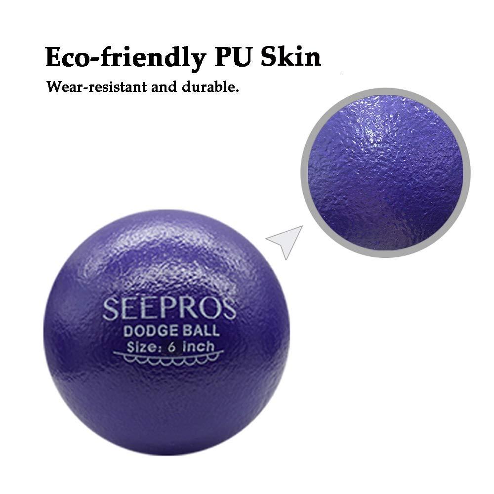 SEEPROS Foam Dodgeball Set - Soft Skin, Low Bounce, Set of 6 with Mesh Storage Bag for Kids and Adults - Image 4