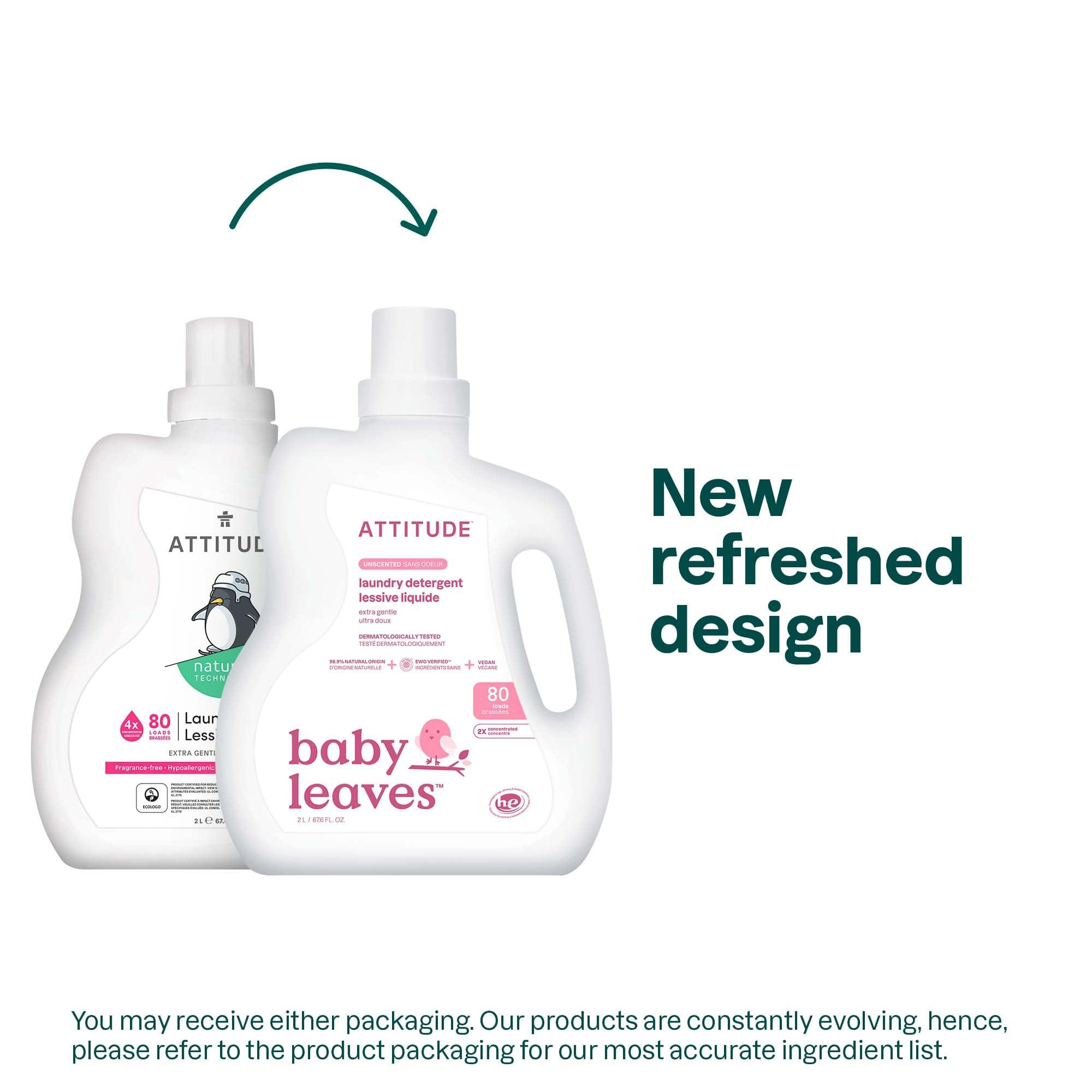 ATTITUDE Baby Laundry Detergent Liquid, EWG Verified, Safe for Baby Clothes, Infant and Newborn, Vegan and Naturally Derived Washing Soap, HE Compatible, Unscented, 80 Loads, 67.6 Fl Oz - Image 2