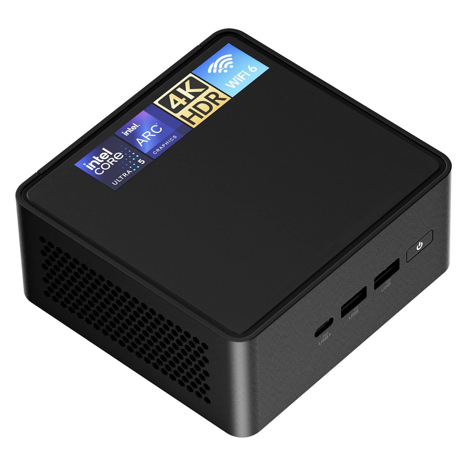 ASUS NUC 14 Pro AI Mini Computer, NUC14RVHU5 Intel Core Ultra5-125H Processor(14C/18T,Up to 4.5GHz) Intel Arc GPU Graphics,DDR5 5600 32GB RAM&512GB NVMe SSD Support 8K/WiFi6E/BT5.3/2.5G LAN/Win11Pro