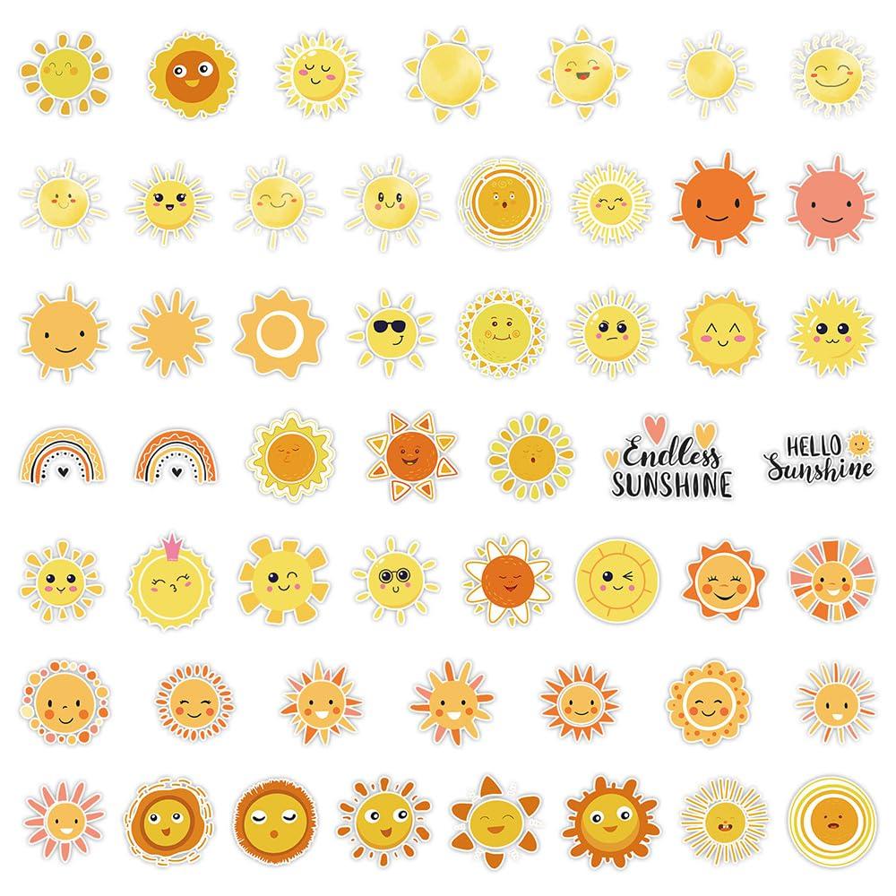 Sun Stickers for Kids Teens Boys Kids|50 Pcs| Cartoon Waterproof Vinyl Stickers for Laptop Computer Luggage Flasks Water Bottle Car Phone Tablet Scrapbook Notebook,Lovely Decals Pack(Sunshine-50Pcs) - Image 3