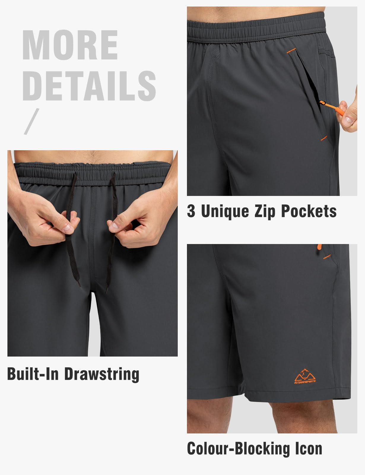 TBMPOY Men's 7" Running Hiking Shorts Quick Dry Athletic Gym Outdoor Sports Workout Short 3 Zipper Pockets - Image 4