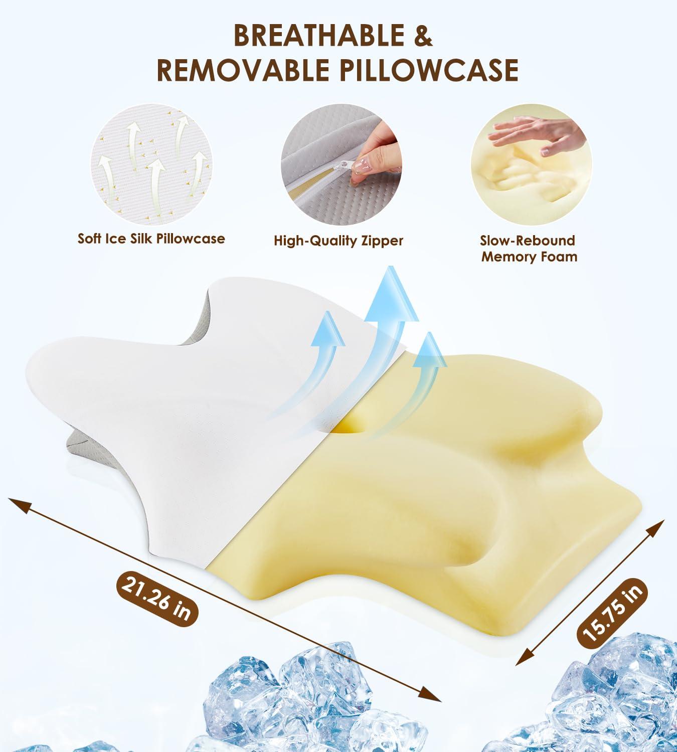 FAIORD Cervical Pillow for Neck and Shoulder, Ergonomic Contour Memory Foam Pillows for Sleeping with Washable Pillowcase, Cooling Neck Support Pillow for Side Back Stomach Sleeper - Image 6