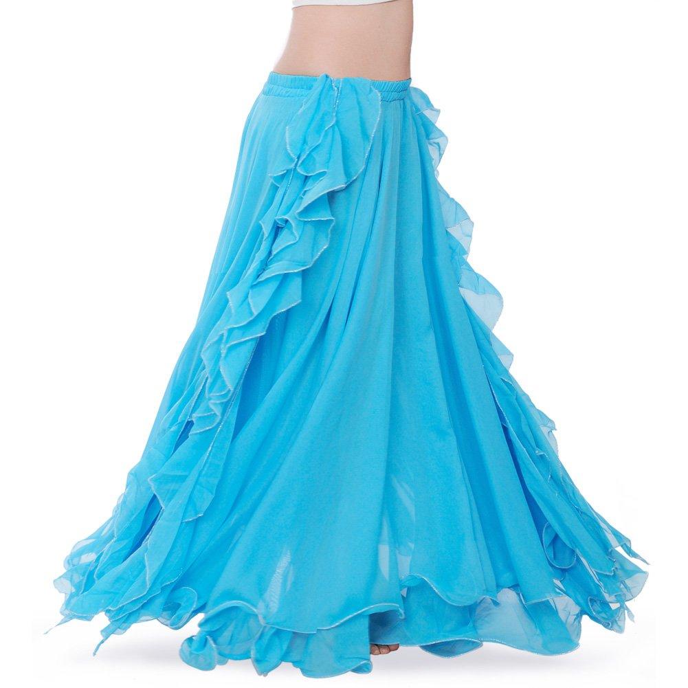 ROYAL SMEELA Chiffon Belly Dance Skirt Slit Bellydance Skirts Tribal Belly Dancer Costumes for Women Carnival Outfit