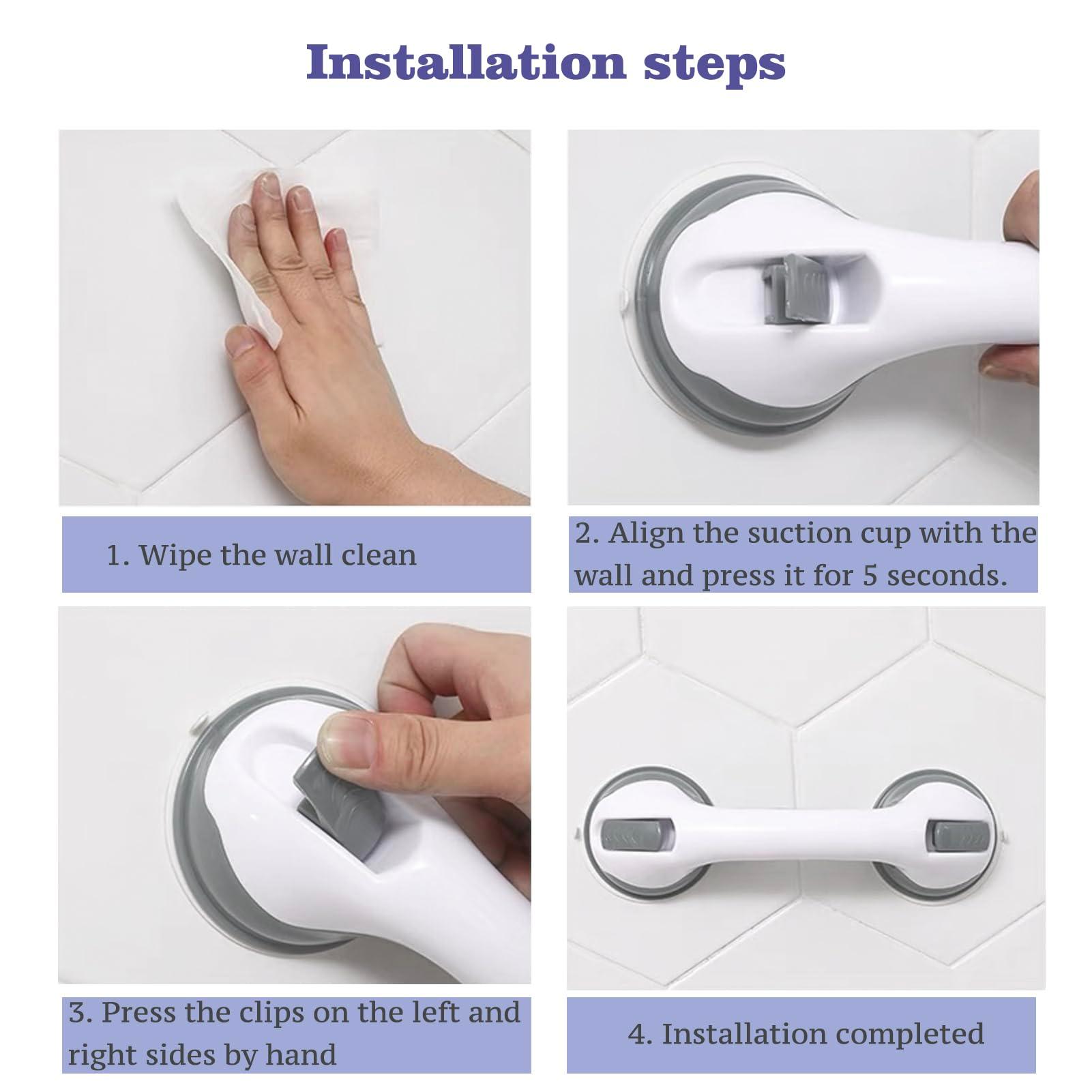 2 Pack Grab Bars for Bathtubs & Showers - Strong Suction Shower Handle, Safety Grab Bars for Seniors & Handicap, Elderly Accessories - Image 7