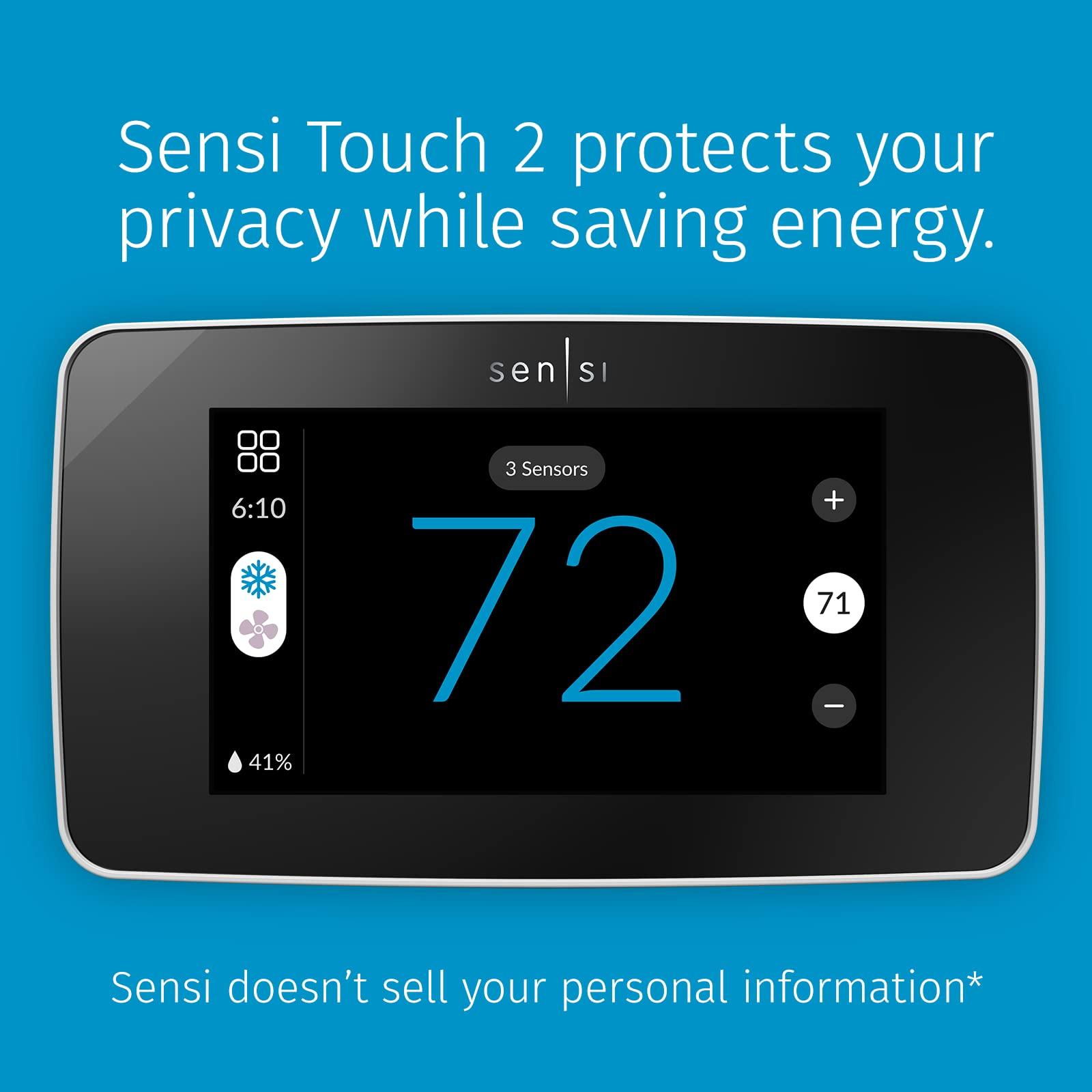 Sensi Touch 2 Smart Thermostat with Touchscreen Color Display, 100 Years of Expertise, Programmable, Wi-Fi, Data Privacy, Easy DIY, Works with Alexa, Energy Star Certified, ST76W, C-Wire Required - Image 3