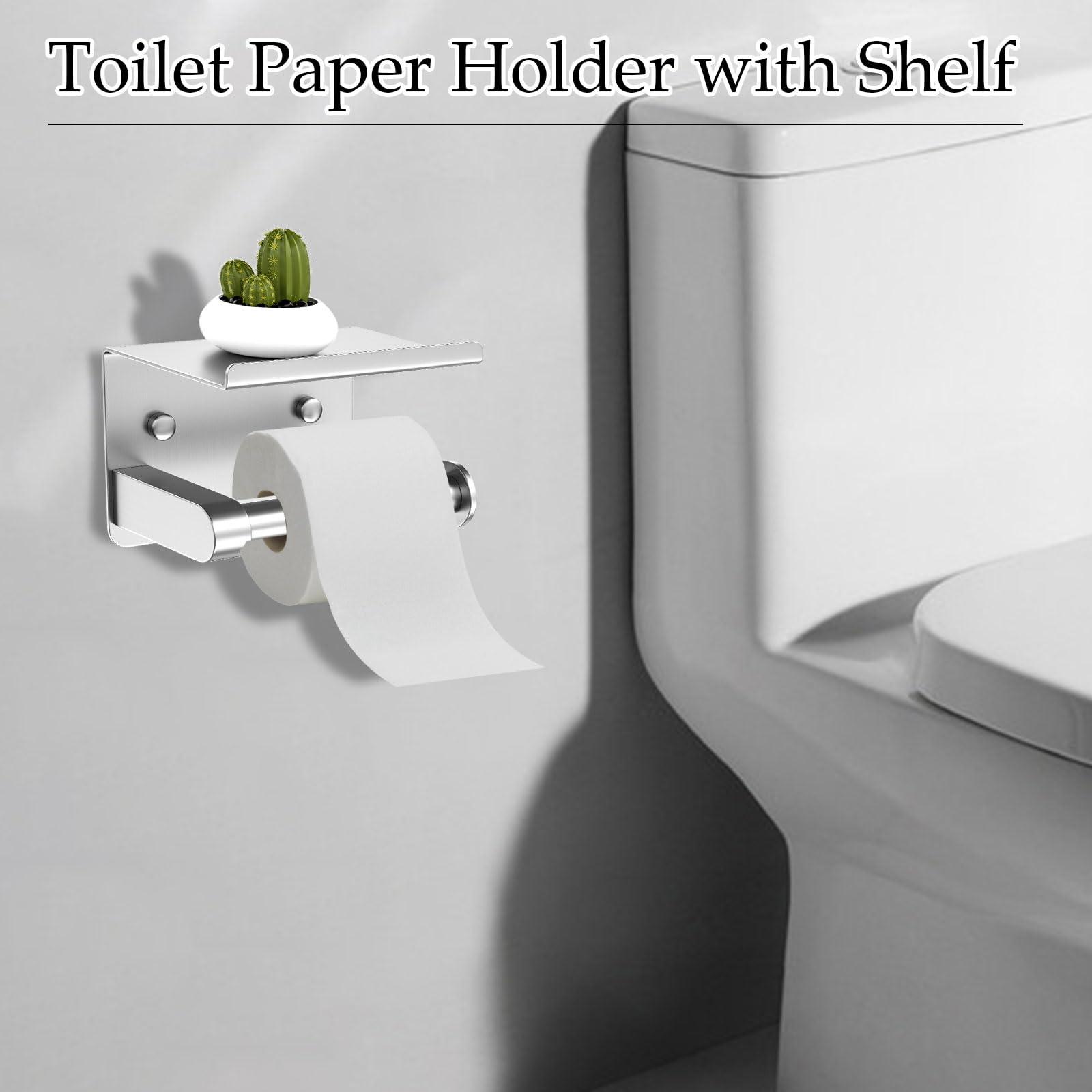 5-Piece Brushed Nickel Towel Bar Set Bathroom Hardware Set Includes Multi-Purpose Toilet Paper Holder 23.6in Towel Bar Towel Ring Towel Hooks Stainless Steel Wall-Mounted Bathroom Accessories - Image 5