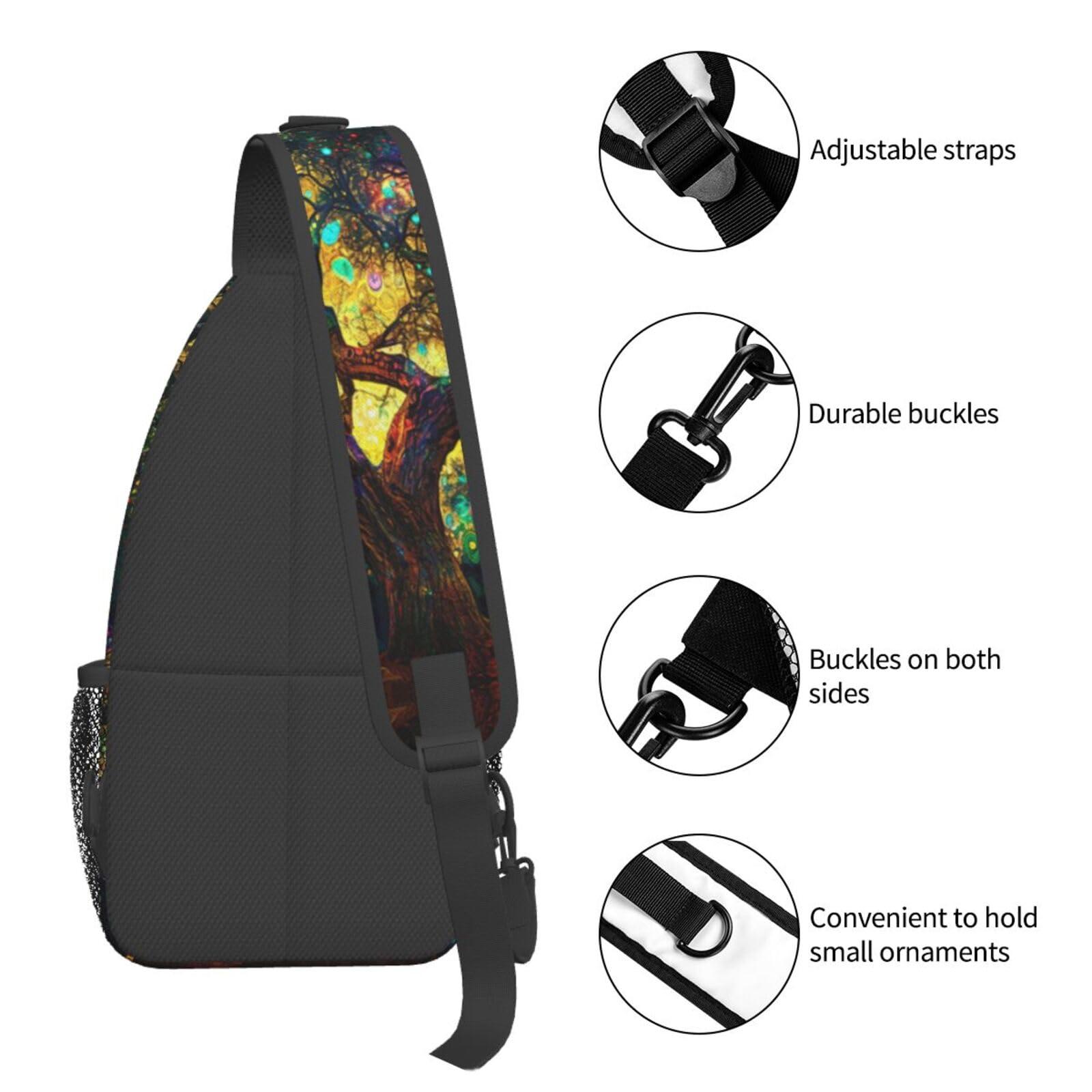 Mqtzyiwx Colorfully Colors Tree Sling Backpack Hiking Backpack Crossbody Bag Sports Lightweight And waterproof Chest Bag Shoulder Bag For Women Men - Image 5