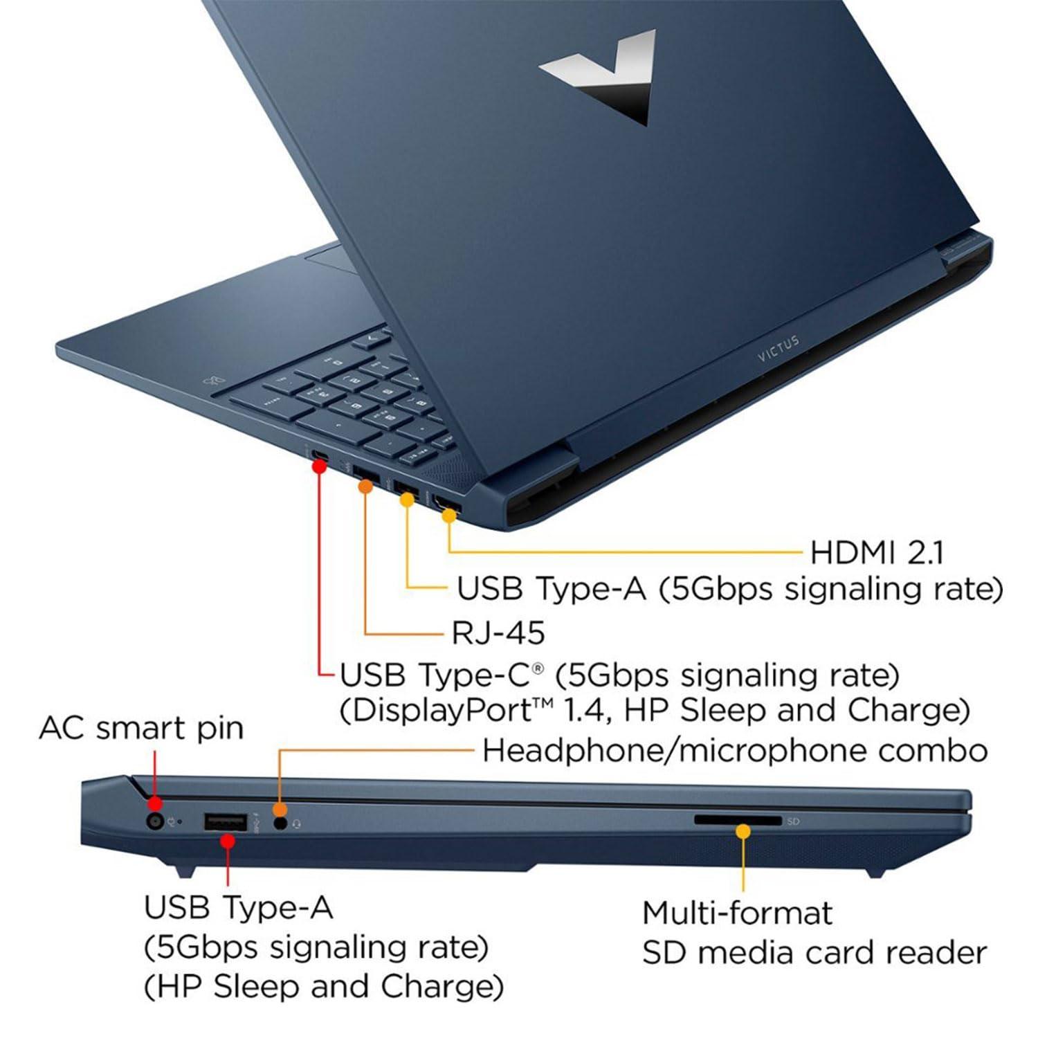 HP Victus 15.6 i5 Gaming Laptop, 15.6" FHD 1920*1080 144Hz, Intel Core i5-12450H, NVIDIA GeForce RTX 3050, 32GB RAM, 1TB SSD, Backlit KB, Touchpad, SD Card Reader, Webcam, HDMI, Wi-Fi 6, W11 H, Blue - Image 5