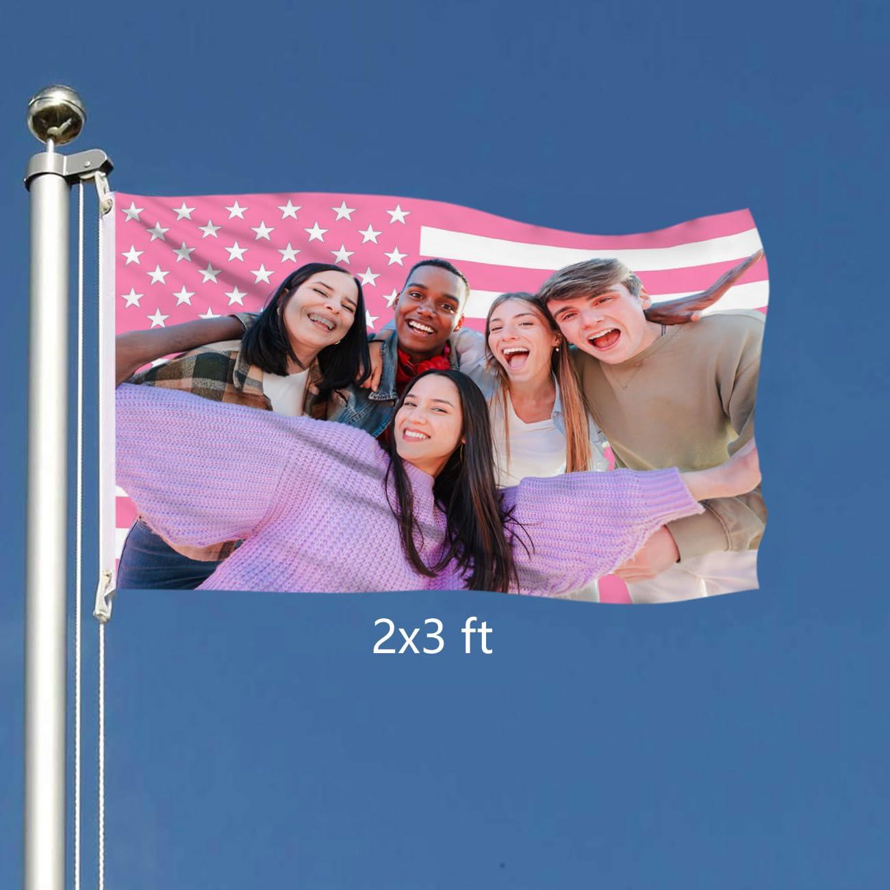 Custom Pink American Flag 2x3 Ft Design Your Own Image Tapestry Poster Flag for Clubs Concerts Bars Dorms Bedrooms Living Rooms Unique Personalized Decoration - Image 4