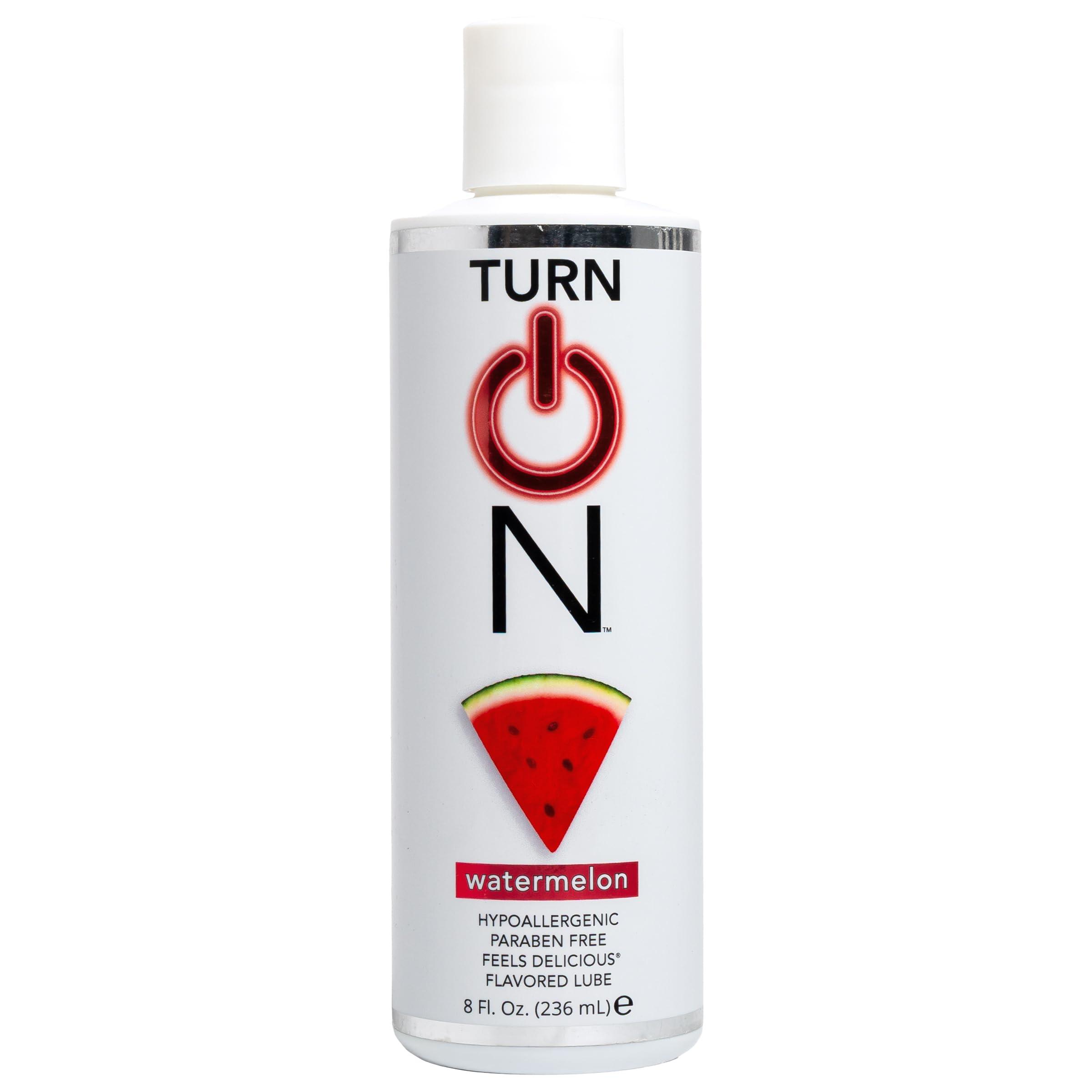 Turn On Watermelon Flavored Water-Based Personal Lubricant | Condom Safe, Sugar-Free Premium Lube for Men, Women, and Couples, 8 fl oz