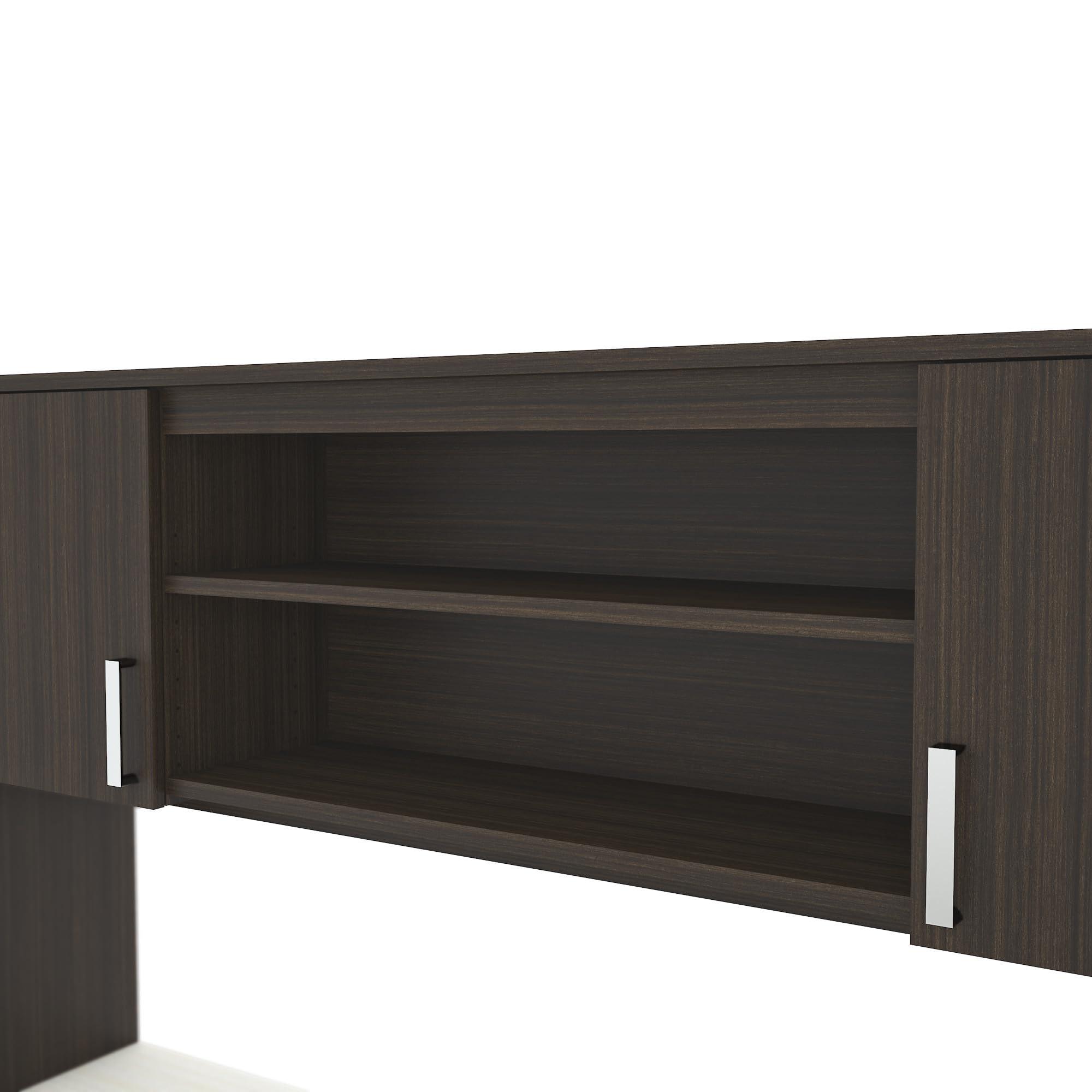 Bestar Ridgeley Executive Computer Desk with Hutch, a lateral File Cabinet, and a Bookcase, White Chocolate - Image 4