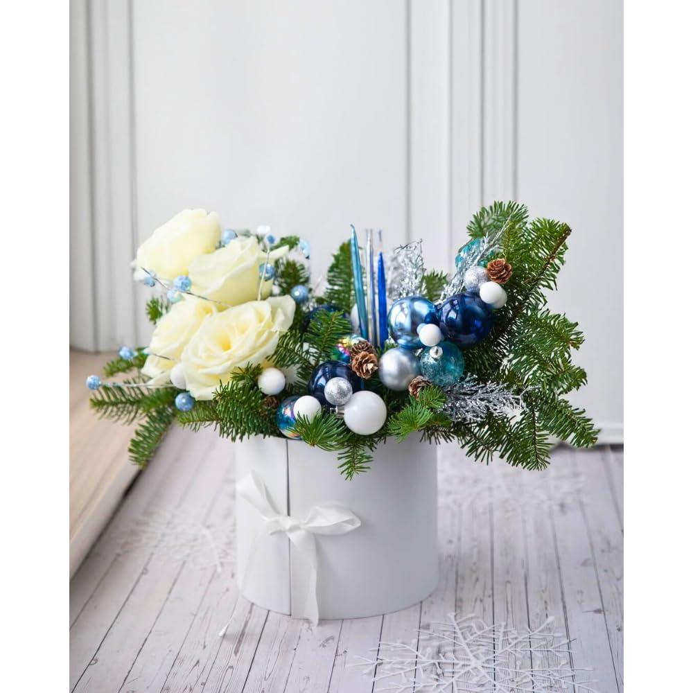 UNIKPACKAGING Premium Quality Round Flower/Gift Box 2 TIER w Lid, Size 7.8 dia x 7 inch for Luxury Arrangements (White) - Image 3