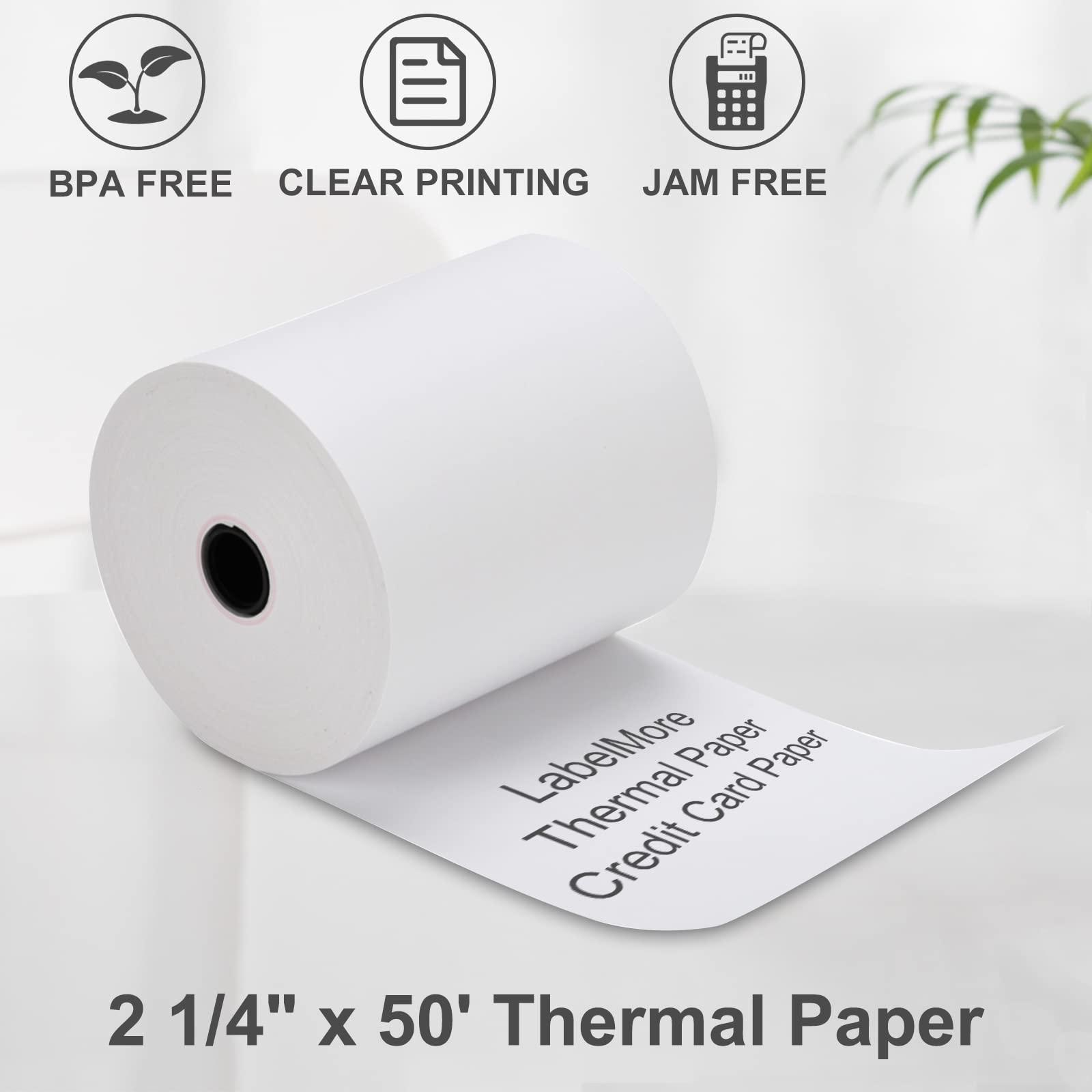 (50 Rolls) LabelMore 2 1/4" X 50' Thermal Paper Rolls, Credit Card Paper Rolls Thermal, Cash Register Roll, Premium Pos Thermal Printer Paper - Image 4