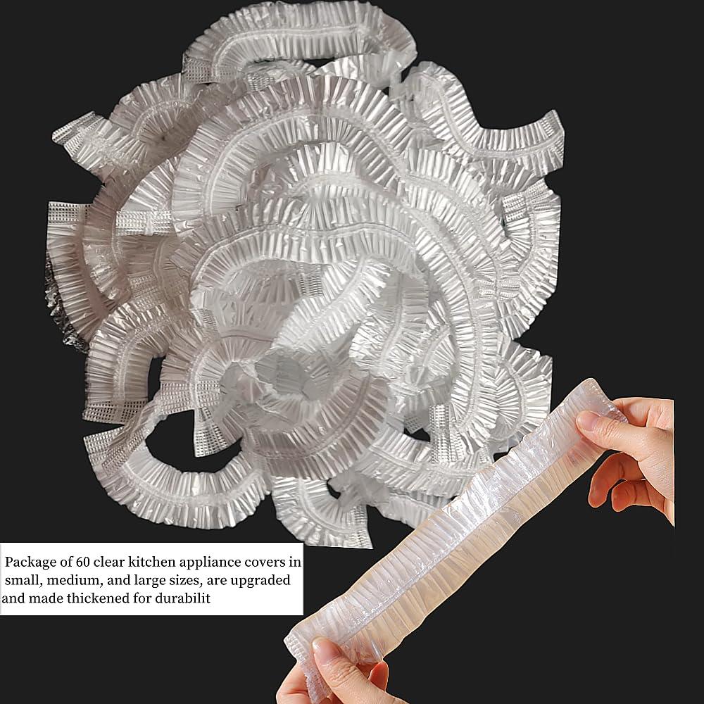 60Pcs Disposable Furniture Dust Cover Clear Plastic Kitchen Appliance Covers Dustproof with Elastic for Small Appliance, Oven, Pressure Cooker, Blender, Air Fryer, 3 Different Sizes (S, M, L) - Image 4