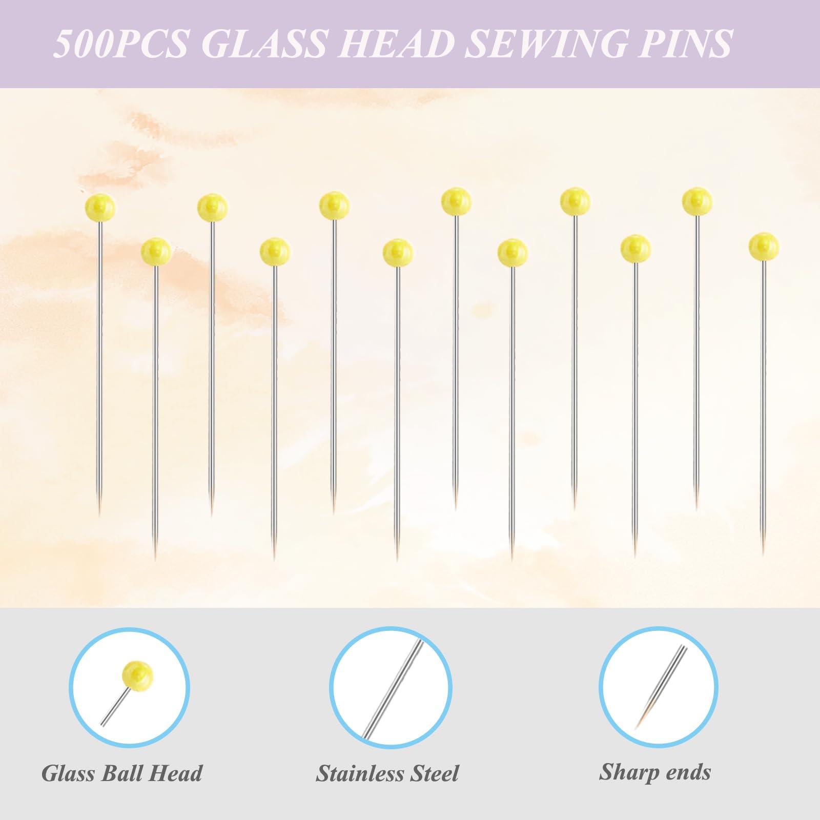 Sunenlyst 500 PCS Straight Pins, 1.75IN Quilting Pins Long Yellow Glass Ball Head Sewing Pins for Fabric, Stainless Steel Dressmaker for Sewing, Crafts, Jewelry Making, DIY - Image 3