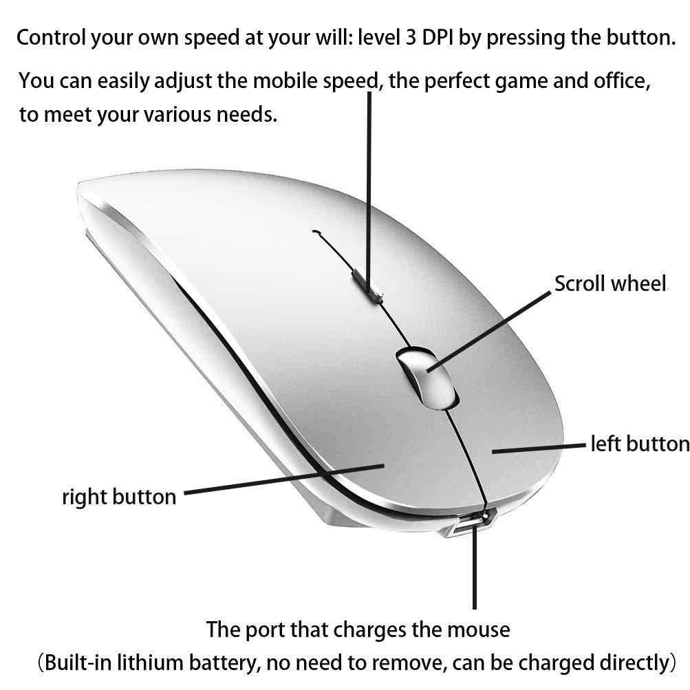 PEIBO Bluetooth Wireless Mouse for Laptop mac MacBook ipad MacBook air MacBook pro pc Desktop Computer Windows Chromebook Notebook (Silver) - Image 9