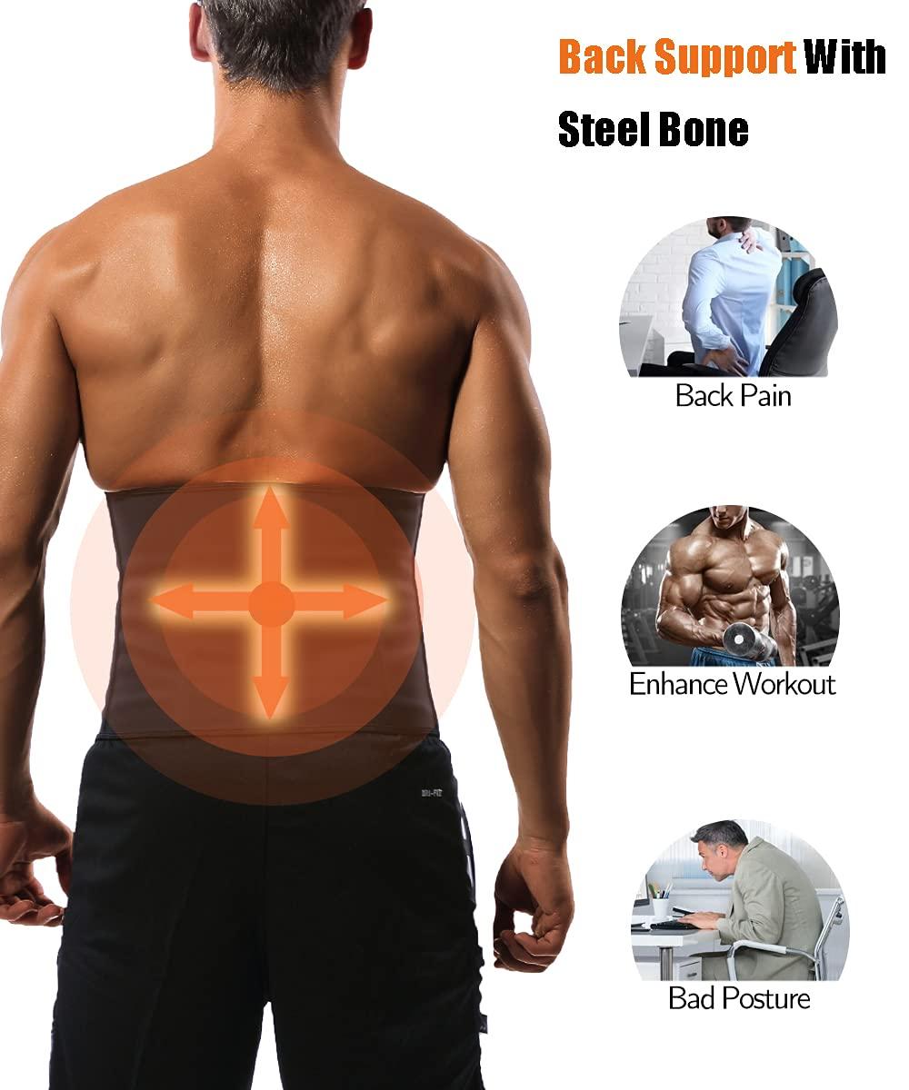 GainKee 100% Latex Men Waist Trainer Corsets With Steel Bone Sweat Belt Sauna Suit For Fitness Body Shaper - Image 3