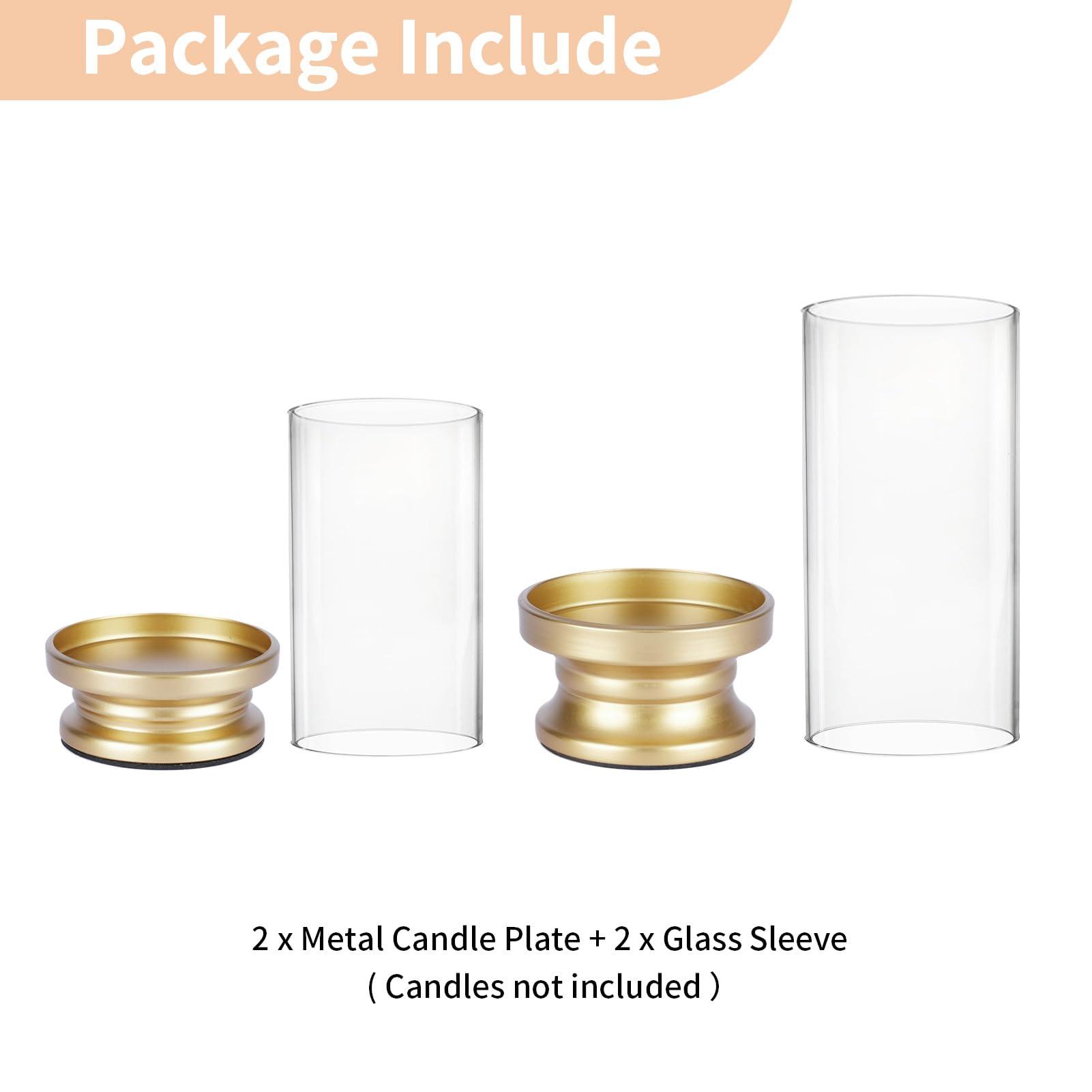 NUPTIO Hurricane Candle Holder Gold: Set of 2 Candle Holders for Pillar Candles with Clear Glass Sleeve - Decorative Metal Pillars Stands for Wedding Party Christmas Holiday Dining Table Centerpiece - Image 6