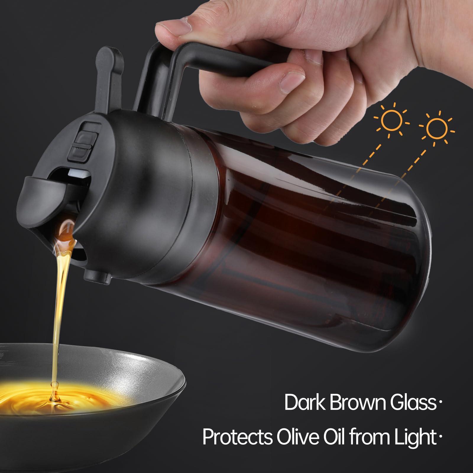 WandaQueen 2 in 1 Oil Sprayer for Cooking, 16oz Olive Oil Dispenser Bottle for Kitchen Gadgets with 8 Stickers, Glass Bottle for Air Fryer - Image 2
