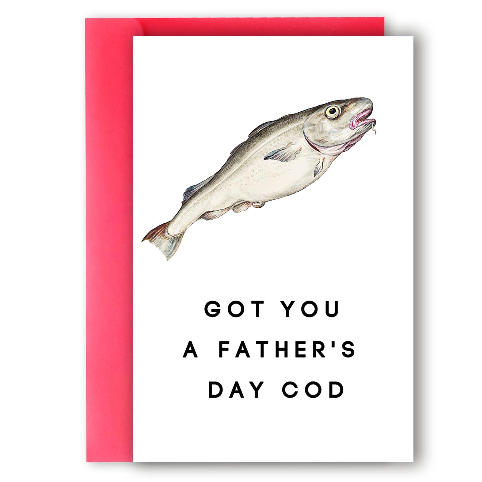 MQMRYeto Fishing Father's Day Card For Dad, Got You A Father's Day Cod, Funny Father's Day Card, Father's Day Card Pun, Fathers Day Idea Gift For Men Him