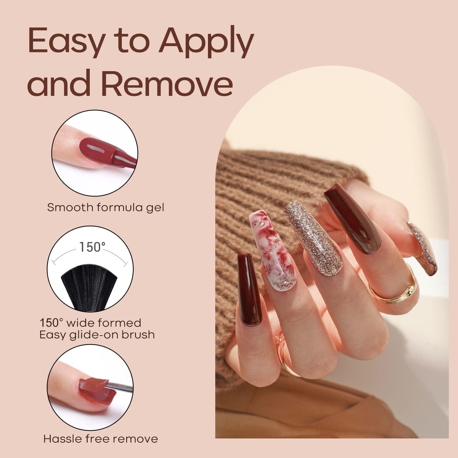 modelones Gel Nail Polish Kit -6 Colors Nude Pink Gel Polish Set Skin Tones Neutral Brown Soak Off Gel Nail Kit Manicure DIY Nail Art Salon Home Gift - Image 7