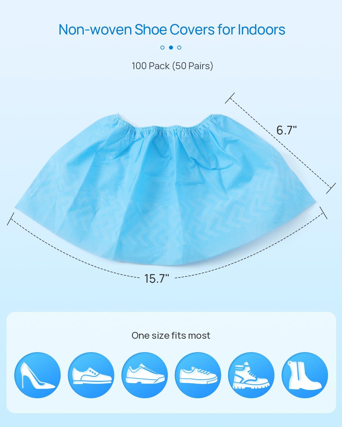 JMU Shoe Covers Disposable Non Slip 100 Pack (50 Pairs) 15.7" Non-woven Medical Booties Shoe Covers - Image 3