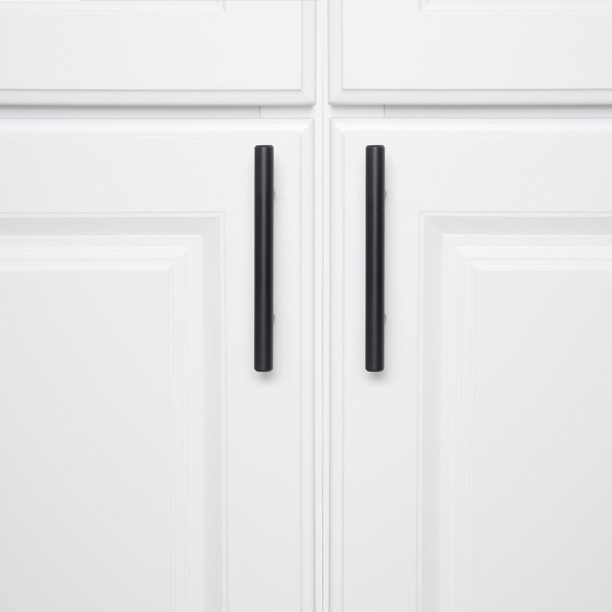 Amazon Basics Euro Bar Cabinet Handle (1/2-inch Diameter), 5.38 in Length (3 in Hole Center), Flat Black, Pack of 10, AB1500-FB-10 - Image 7
