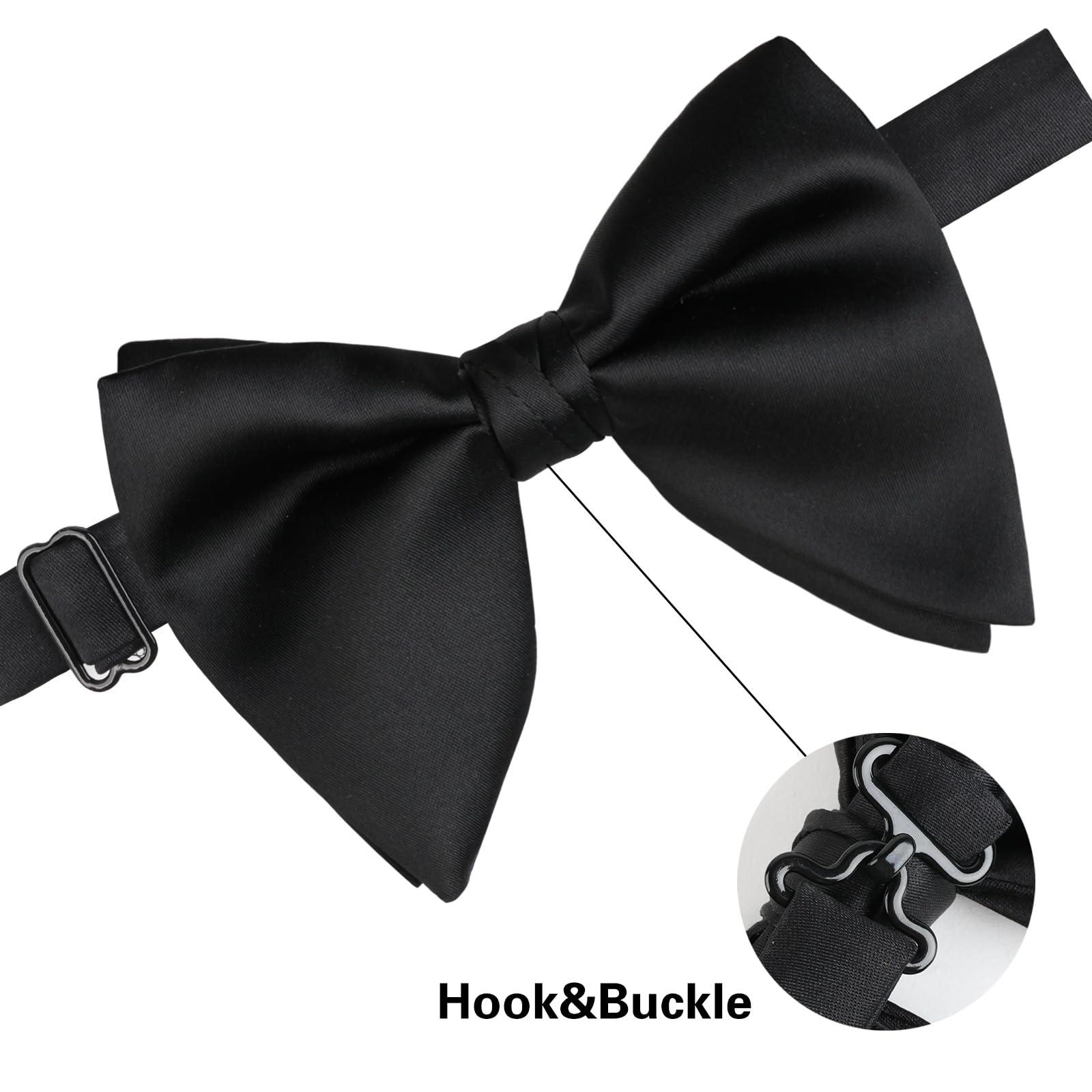 Alizeal Velvet Pre-tied Adjustable Bow Tie for Men Oversize Formal Solid Tuxedo Bowtie - Image 4