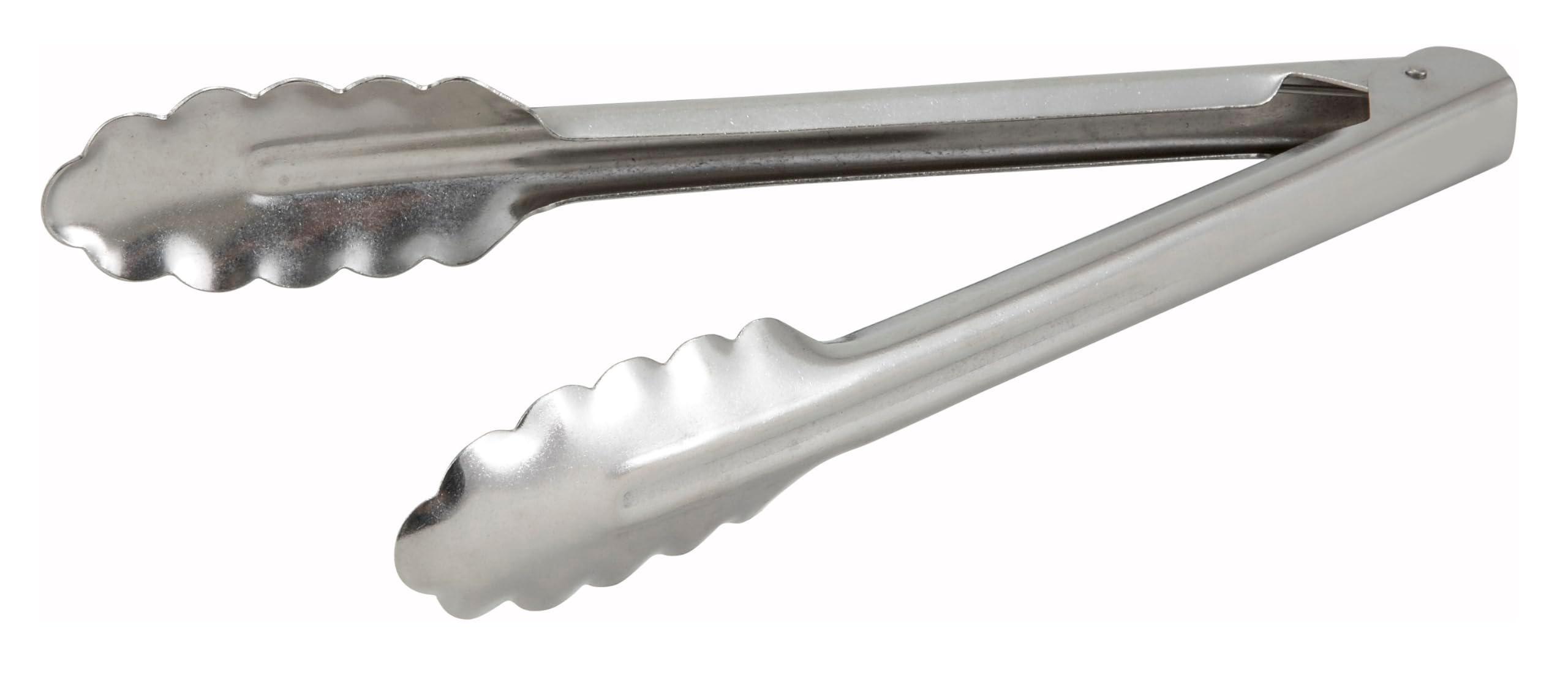 Winco Coiled Spring Heavyweight Stainless Steel Utility Tong, 9-Inch - Image 1